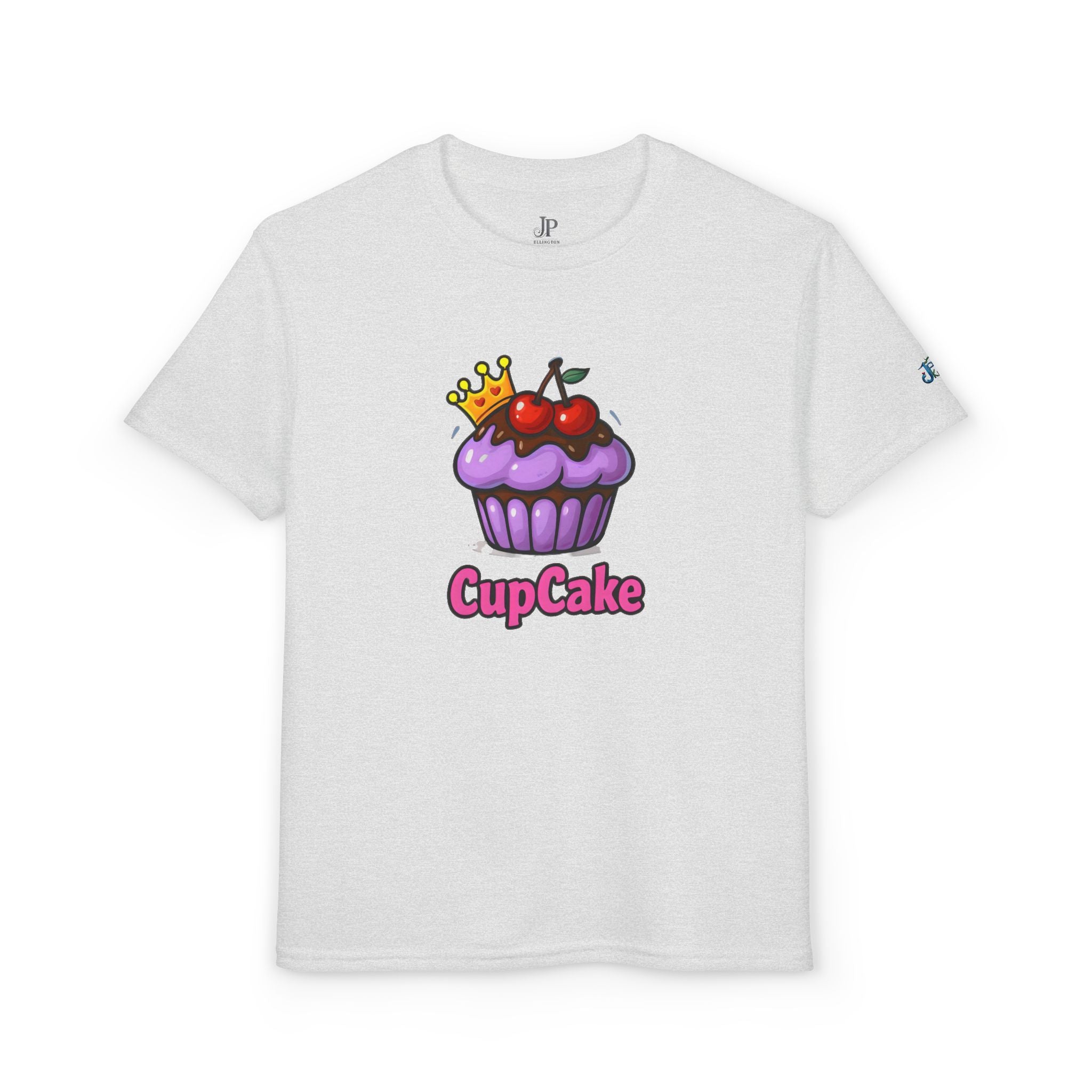 Crowned Cherry Cupcake Youth T-Shirt | Cute Dessert Graphic, JPEm Kids Edition