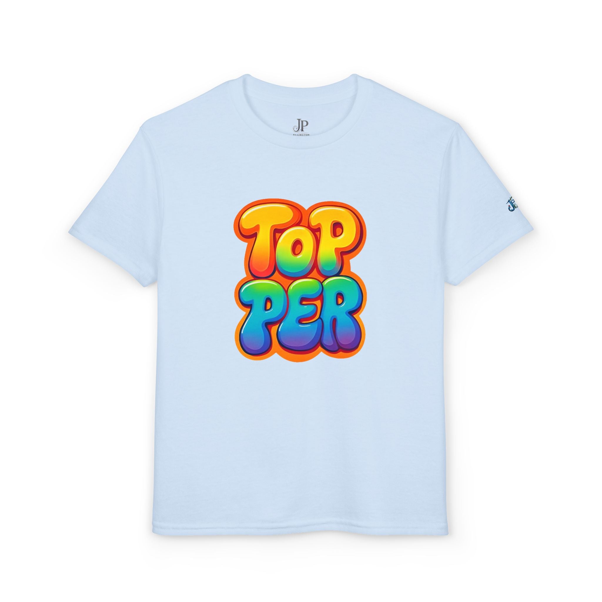 Topper Bubble Letters T-Shirt | Buntes Grafik-T-Shirt für Kinder, JPE Kids Edition