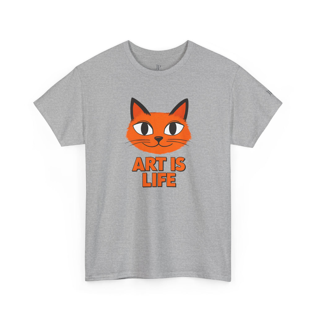 Orange Cat Illustration Art Is Life Tee | Cute Cat Face, Graphic Shirt