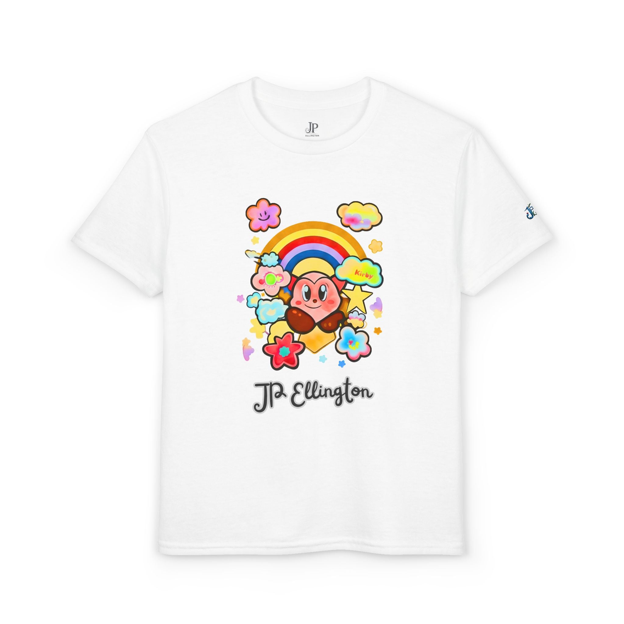 Niedliches Herz-Charakter-Regenbogen-Wolken-T-Shirt | Kinder JP Ellington