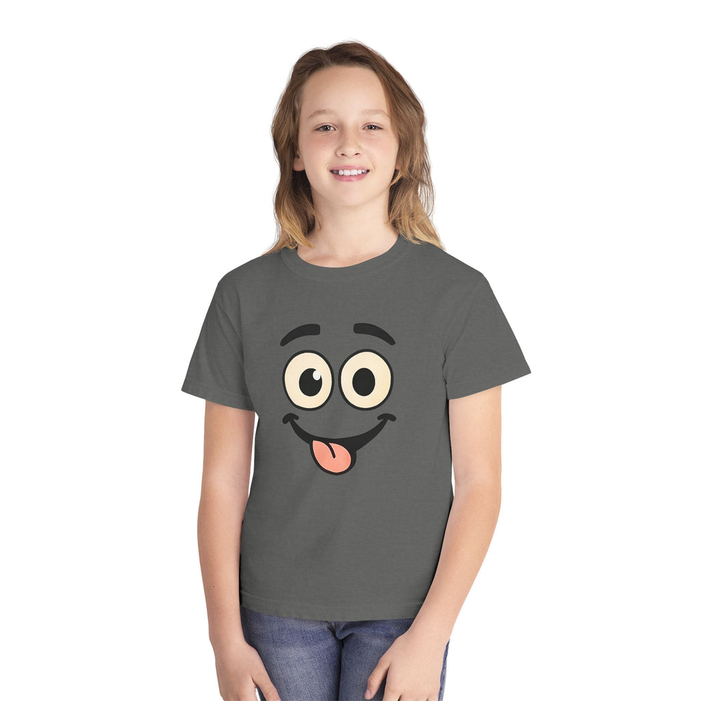 Silly Smiley Face Youth Tee | Playful Emoji Shirt, Tongue Out Expression, JPE Kids Edition