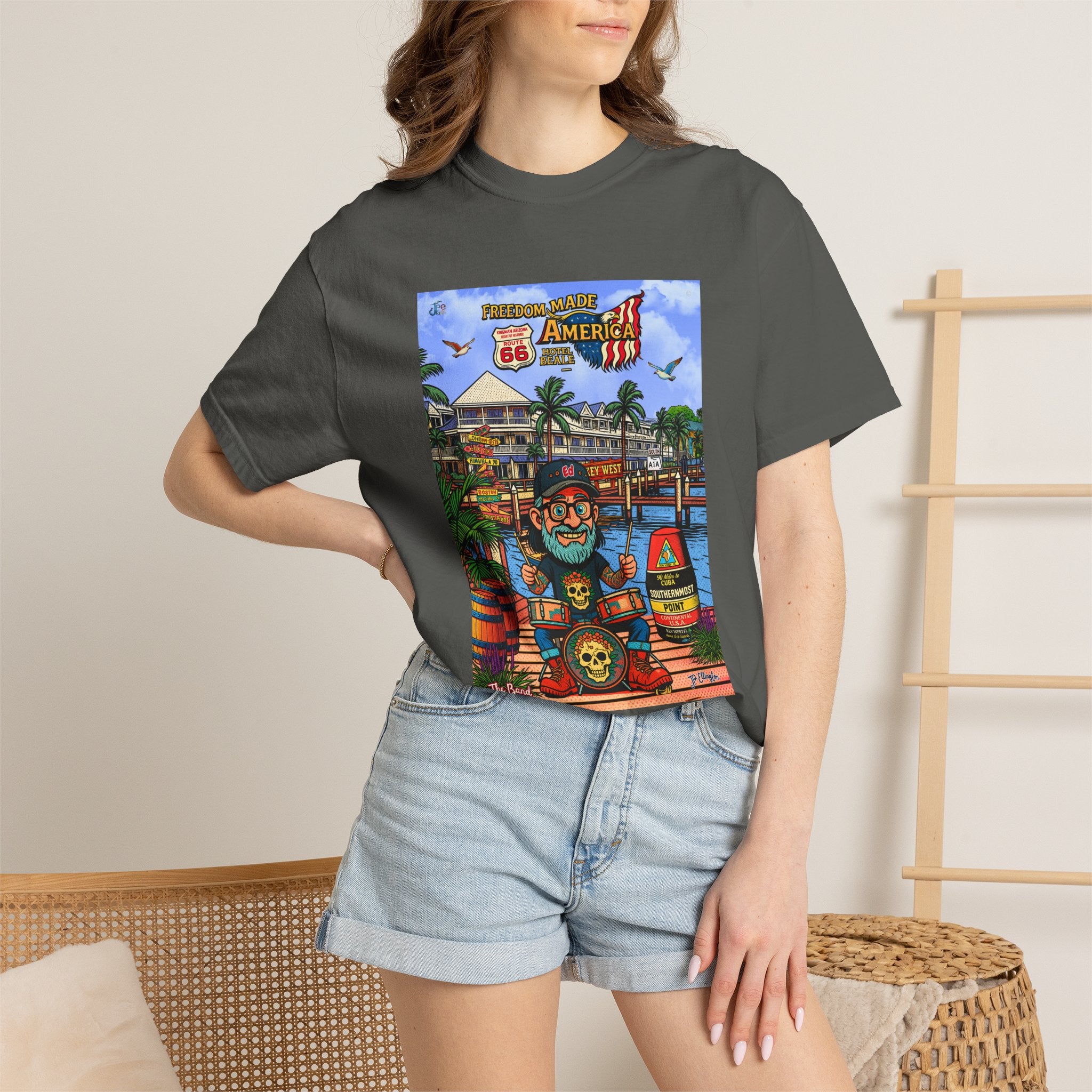 Route 66 Key West T-Shirt | Retro Roadtrip Art, Freedom made America Shirt