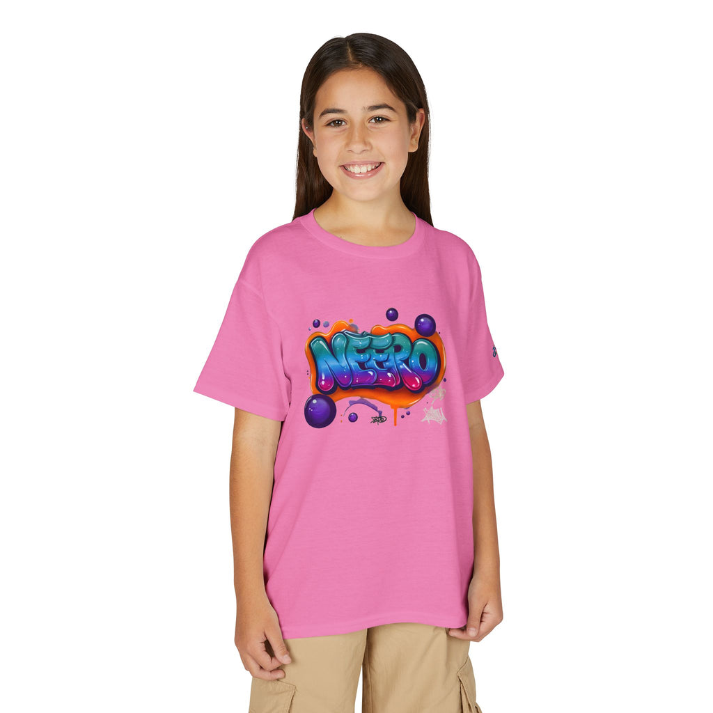 Colorful Graffiti Name Print Youth T-Shirt | Bubble Letter Art, JPE Kids Edition