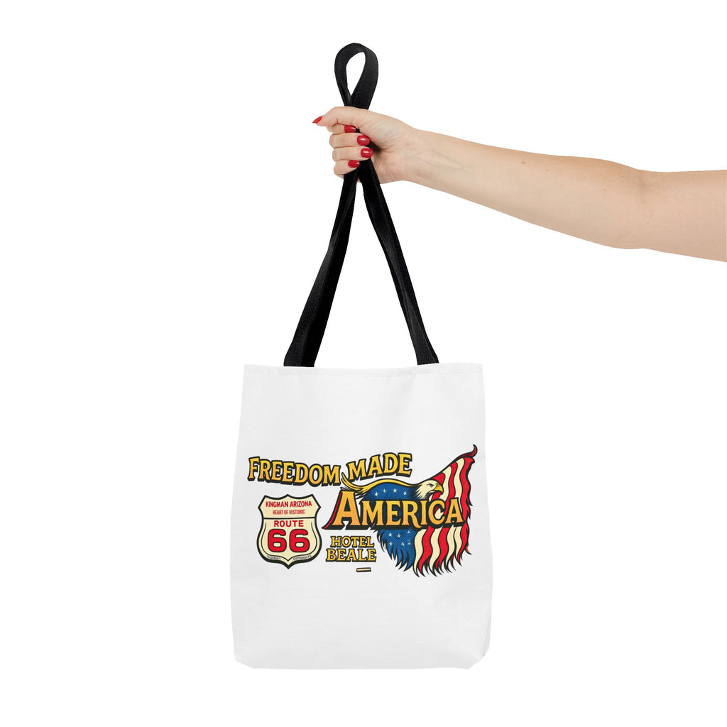 Freedom Made America Tote Bag | Route 66 Flag Graphic