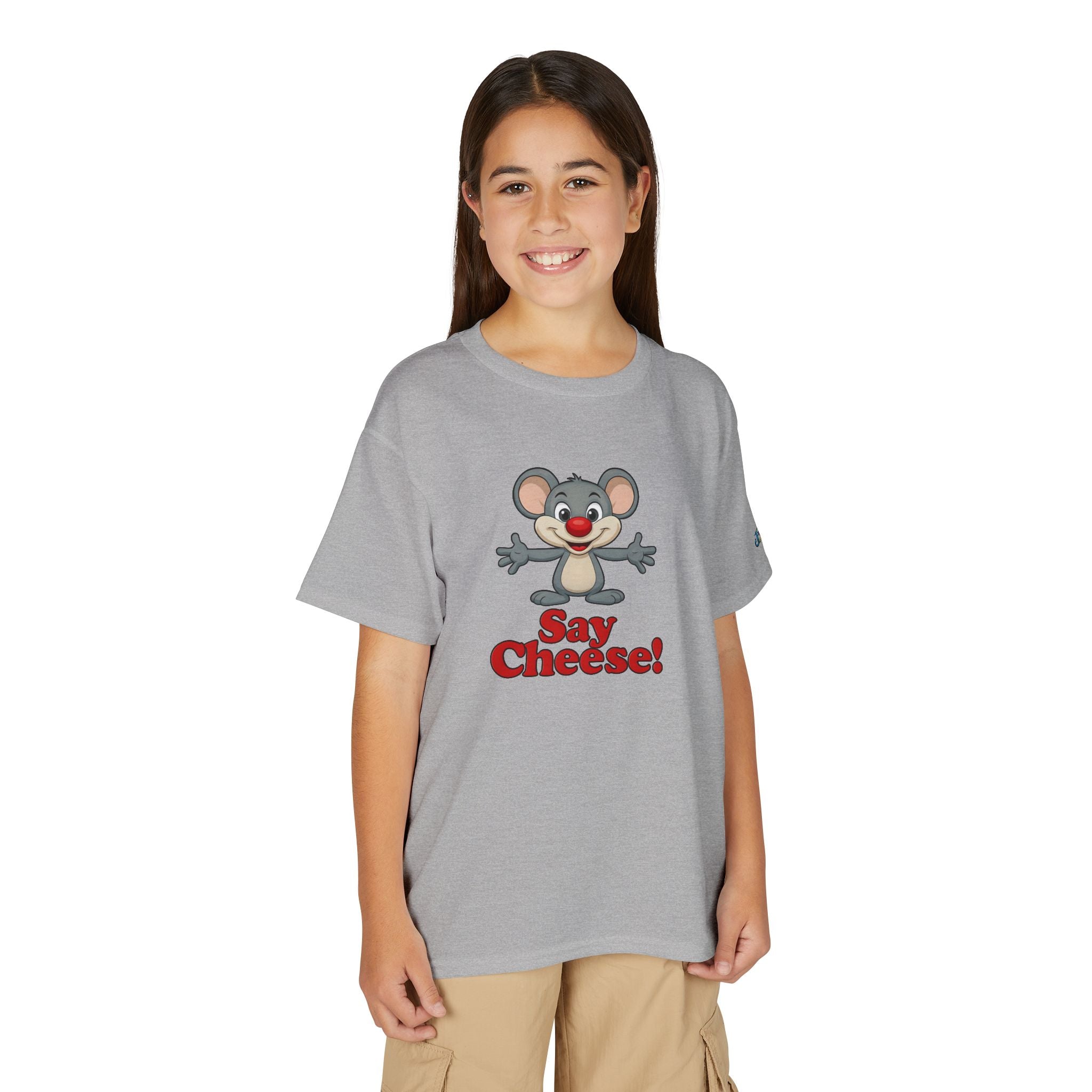 Cute Cartoon Mouse Say Cheese T-Shirt | Kids photo tee JPE Kids Edition