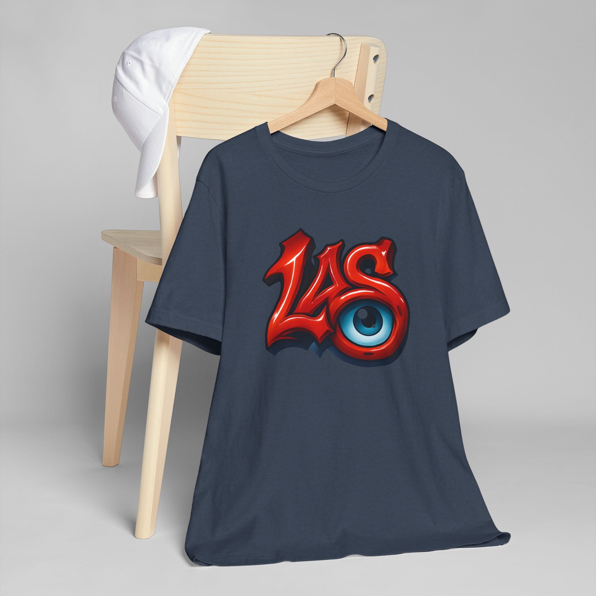 LAS Eyeball Graffiti T-Shirt | Street Art Logo, Red & Blue Graphic, JPE Ellington Edition