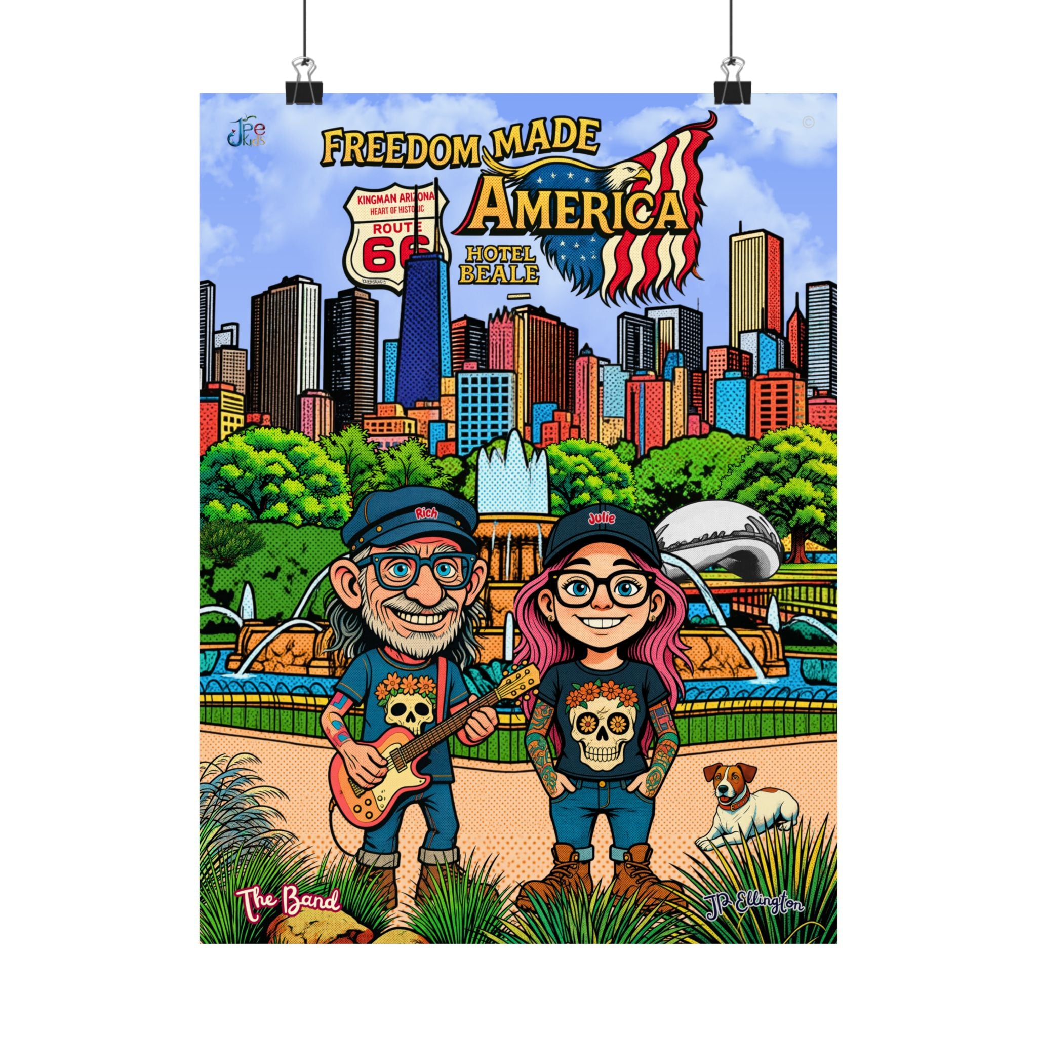 Freedom Made America cartoon couple poster | Matte Vertical Poster, Chicago poster