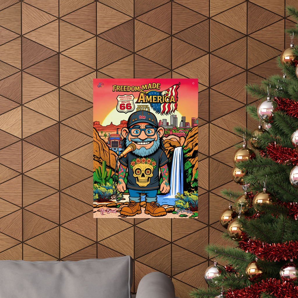 Freedom Made America poster | Matte Vertical Poster, Route 66 Arizona skull character art