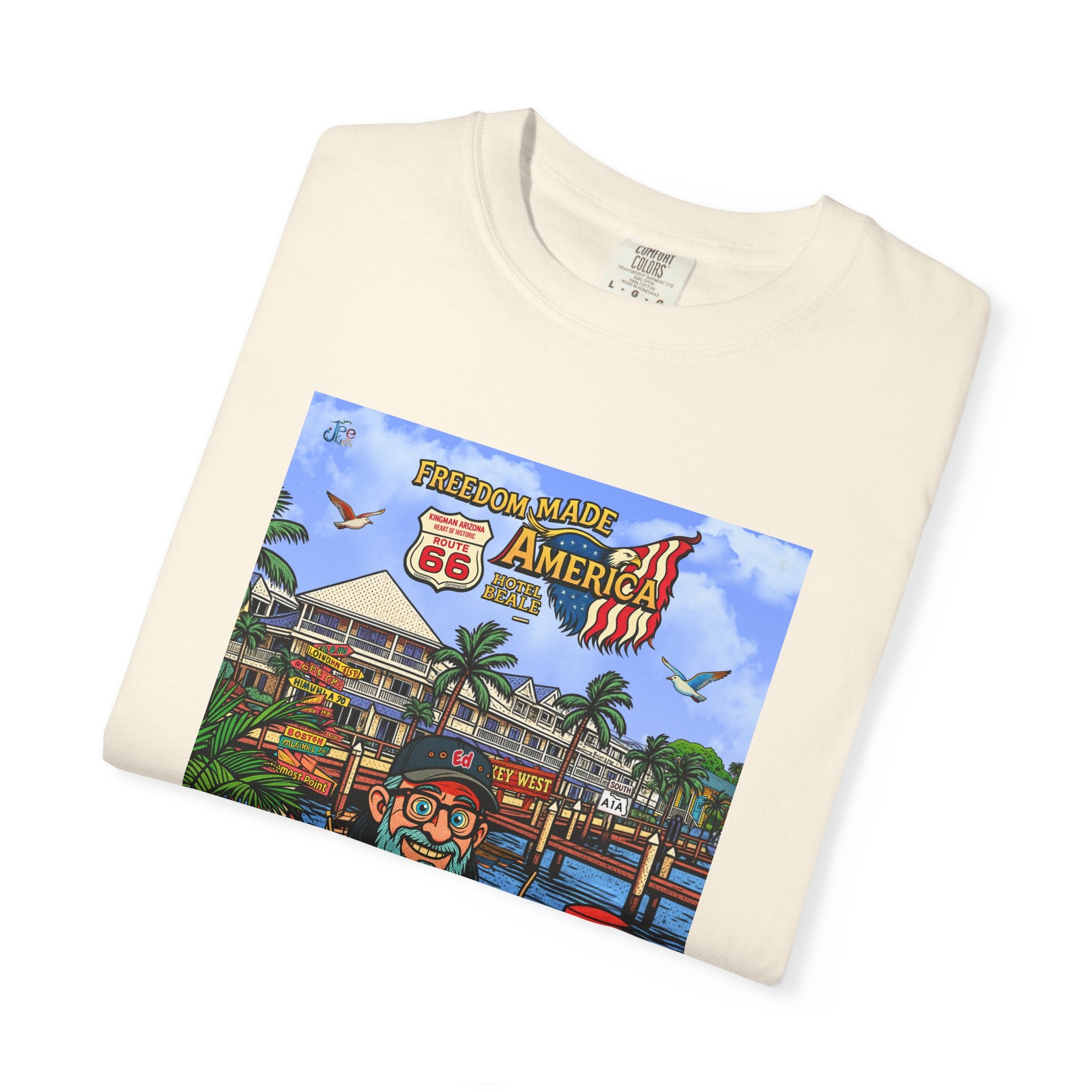 Route 66 Key West T-Shirt | Retro Roadtrip Art, Freedom made America Shirt