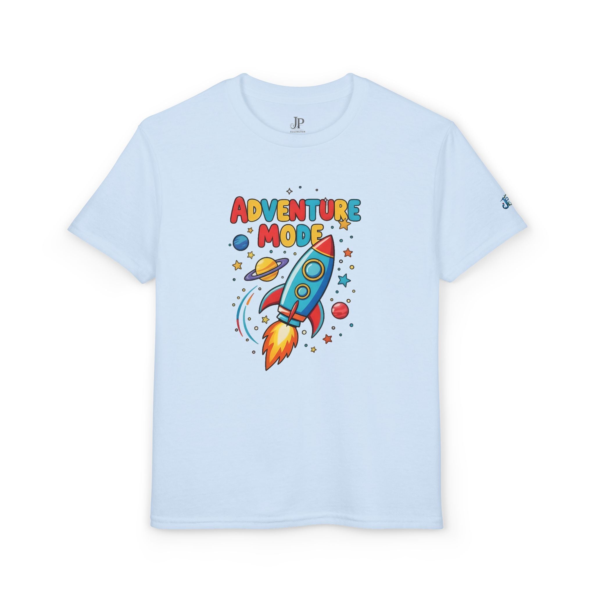 Adventure Mode Raketen-Jugend-T-Shirt | Kinder-Weltraum-Cartoon-T-Shirt, JPE Kids Edition