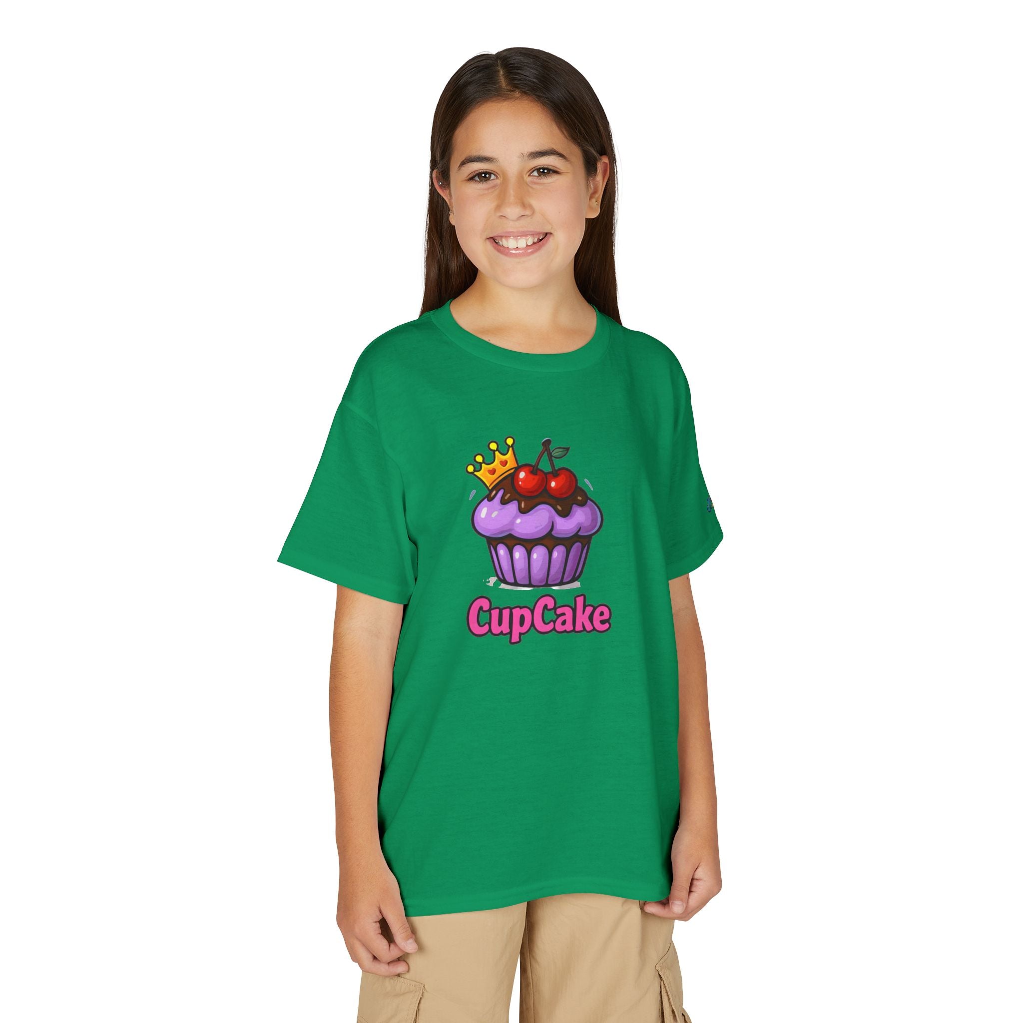 Crowned Cherry Cupcake Youth T-Shirt | Cute Dessert Graphic, JPEm Kids Edition