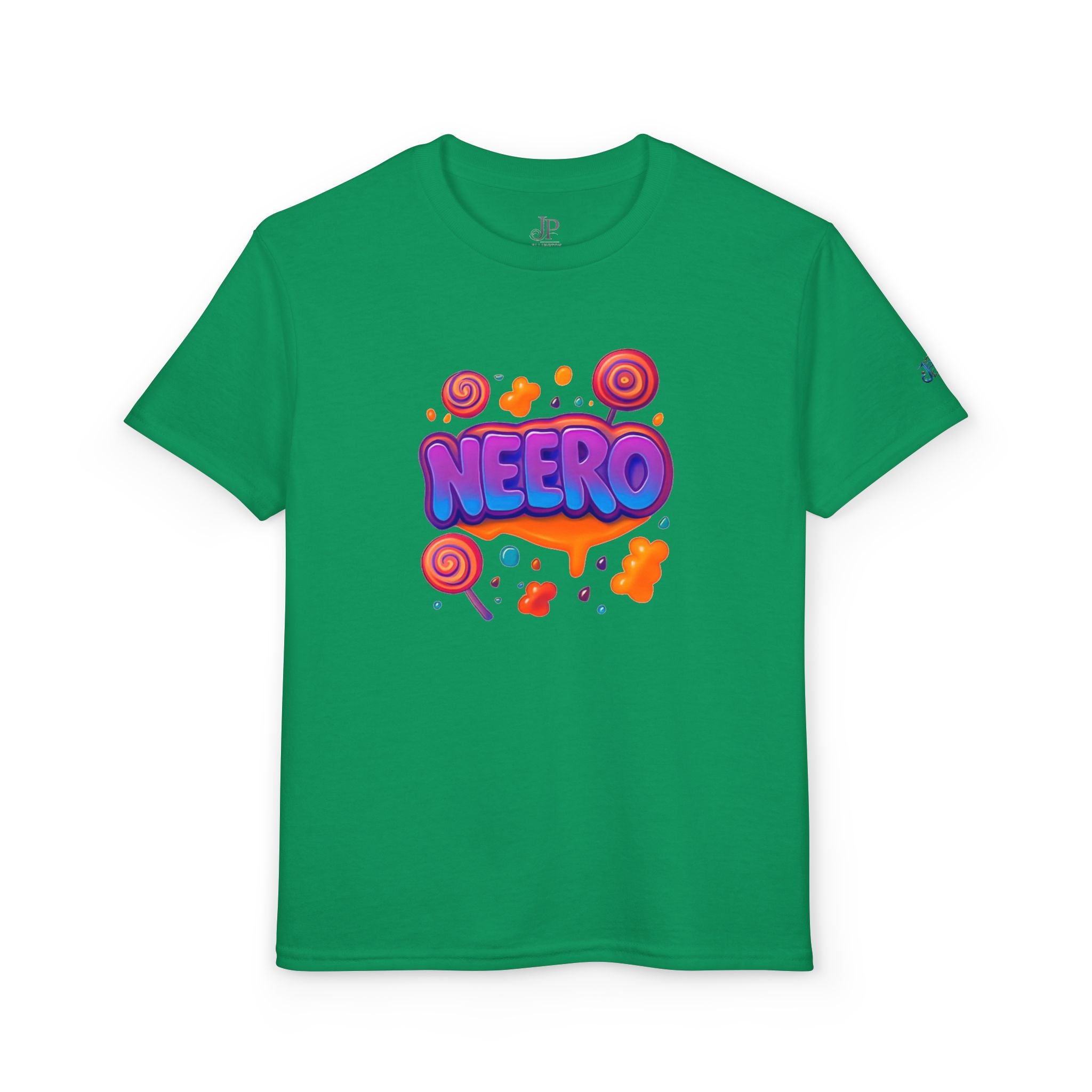 Neero Candy Splash Jugend T-Shirt | Bunte Bubble Letter Grafik, JPE Kids Edition