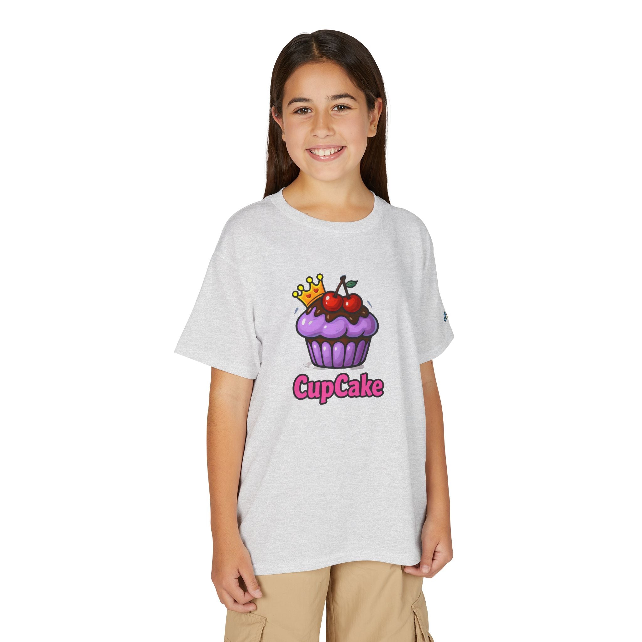 Crowned Cherry Cupcake Youth T-Shirt | Cute Dessert Graphic, JPEm Kids Edition