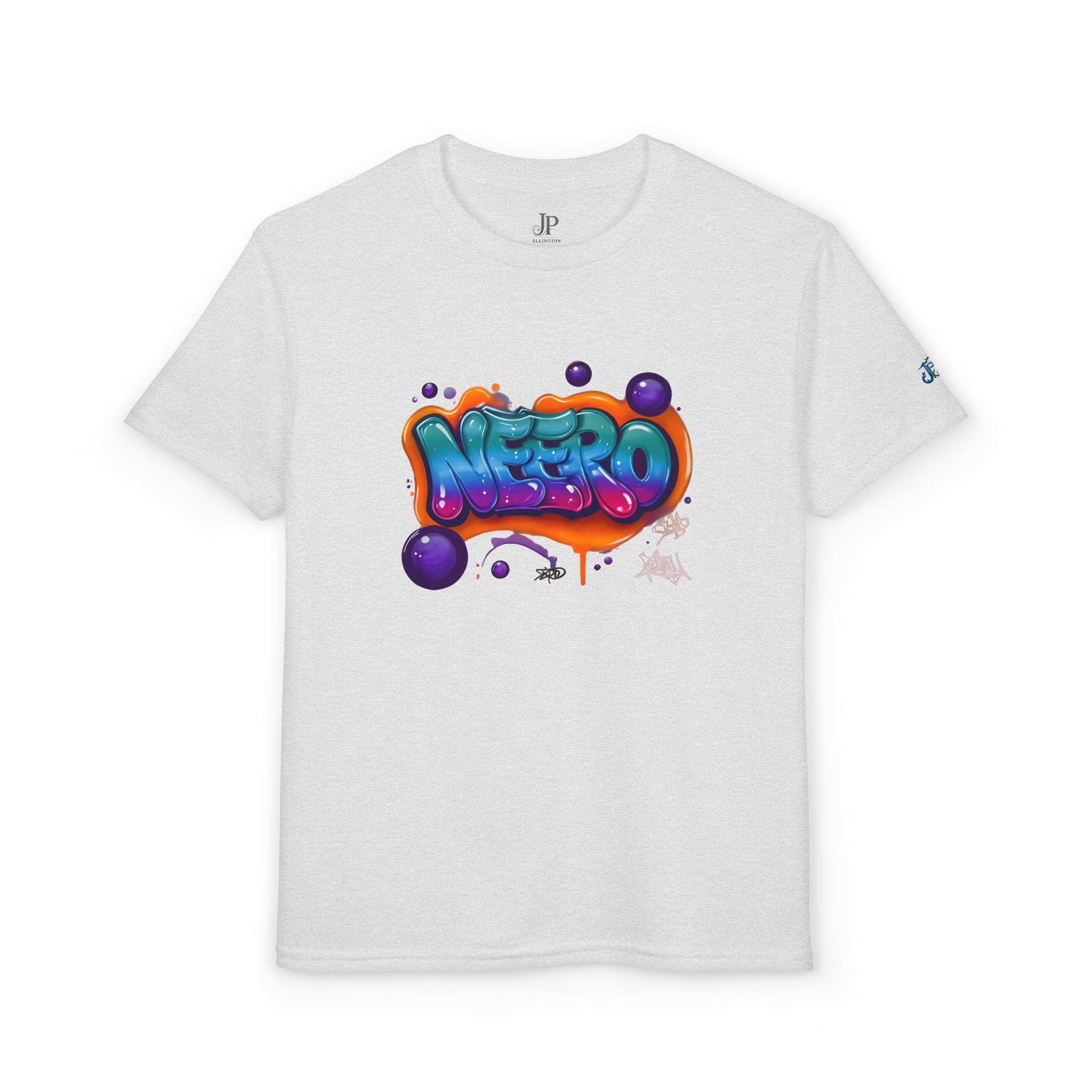 Colorful Graffiti Name Print Youth T-Shirt | Bubble Letter Art, JPE Kids Edition