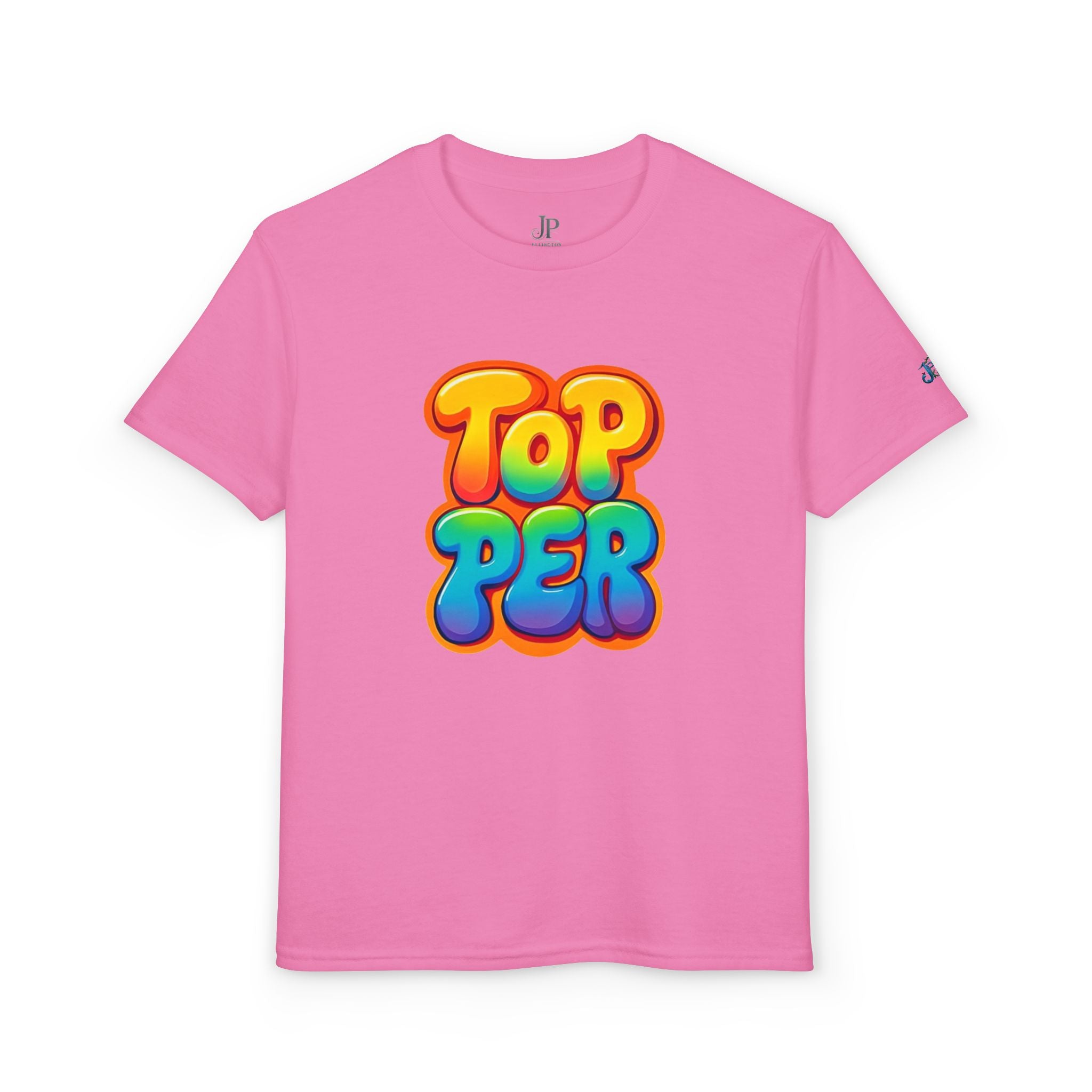 Topper Bubble Letters T-Shirt | Buntes Grafik-T-Shirt für Kinder, JPE Kids Edition
