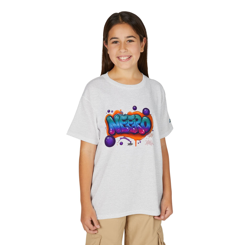 Colorful Graffiti Name Print Youth T-Shirt | Bubble Letter Art, JPE Kids Edition