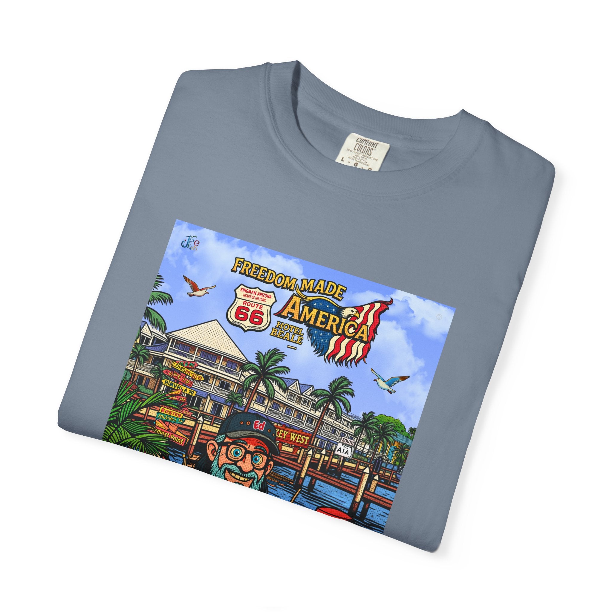 Route 66 Key West T-Shirt | Retro Roadtrip Art, Freedom made America Shirt