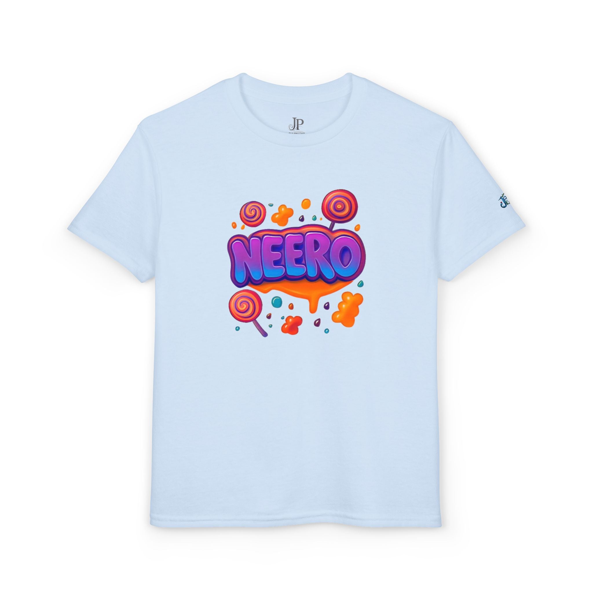 Neero Candy Splash Jugend T-Shirt | Bunte Bubble Letter Grafik, JPE Kids Edition