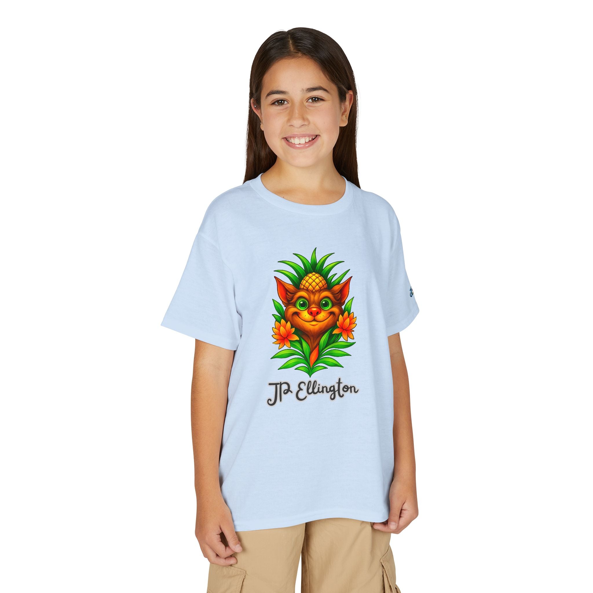 Pineapple Creature Illustration T-Shirt | Colorful Tropical Kids Tee, JPE Kids Edition