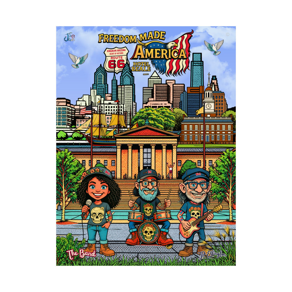 Freedom Made America Poster | Matte Vertical Philadelphia Illustration