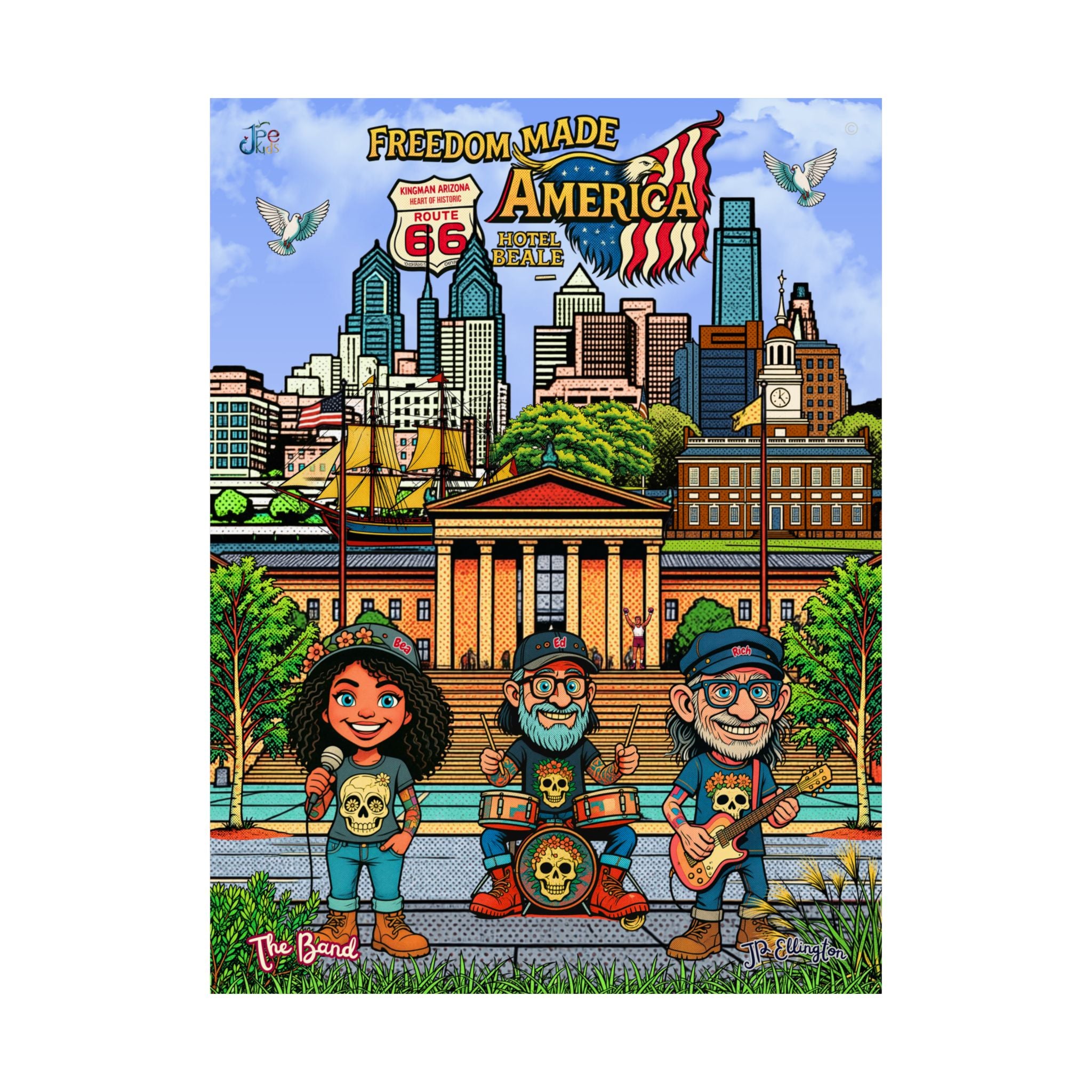 Freedom Made America Poster | Matte Vertical Philadelphia Illustration