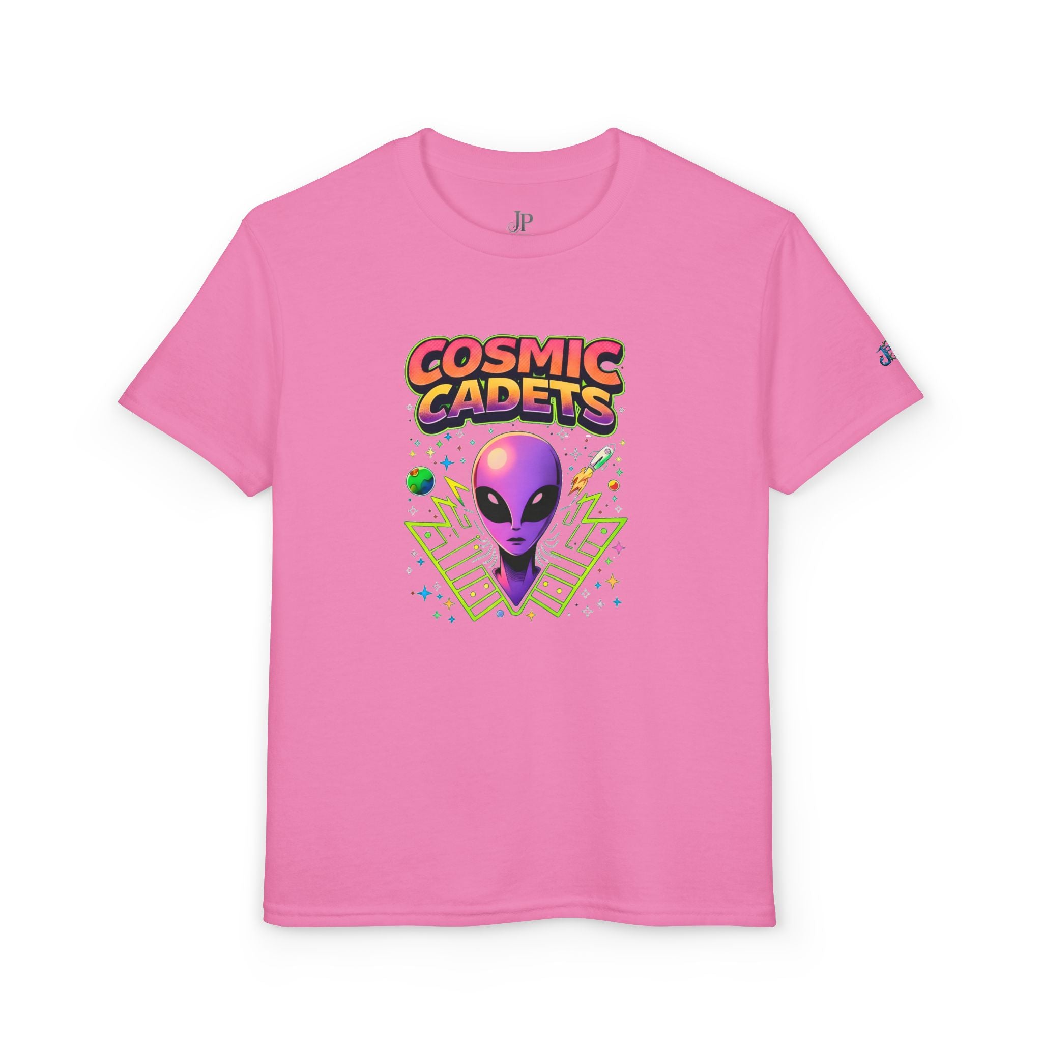 Cosmic Cadets alien head Youth T-Shirt | retro space, neon sci-fi, JPE Kids