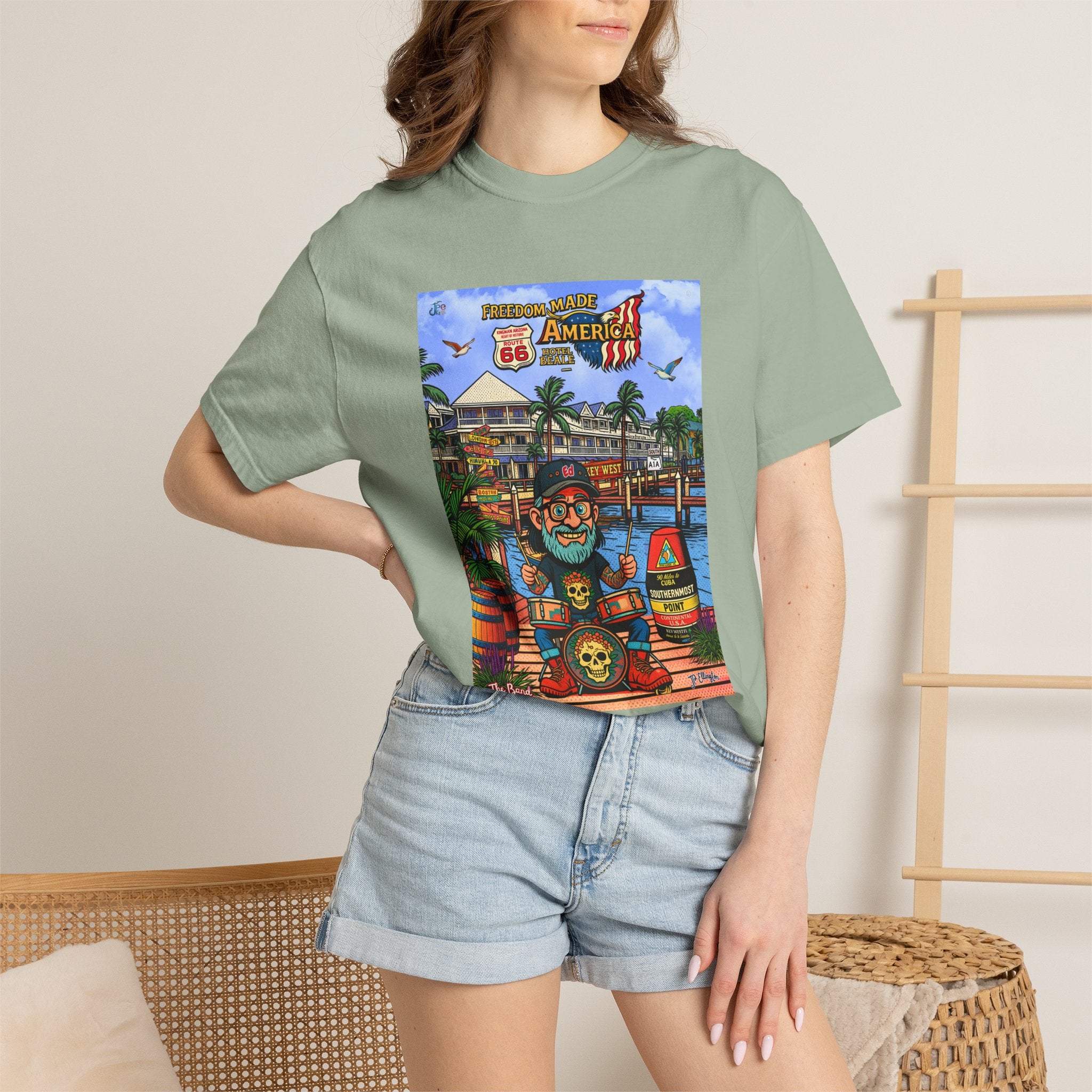 Route 66 Key West T-Shirt | Retro Roadtrip Art, Freedom made America Shirt