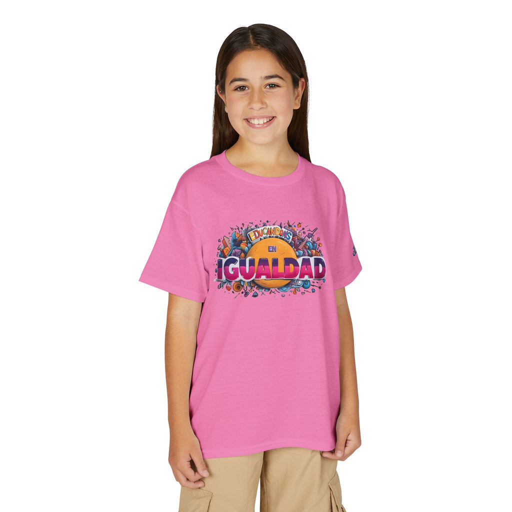 Igualdad Graphic Youth T-Shirt | Equality Spanish Text, Colorful Crowd Design, JPE Kids Edition
