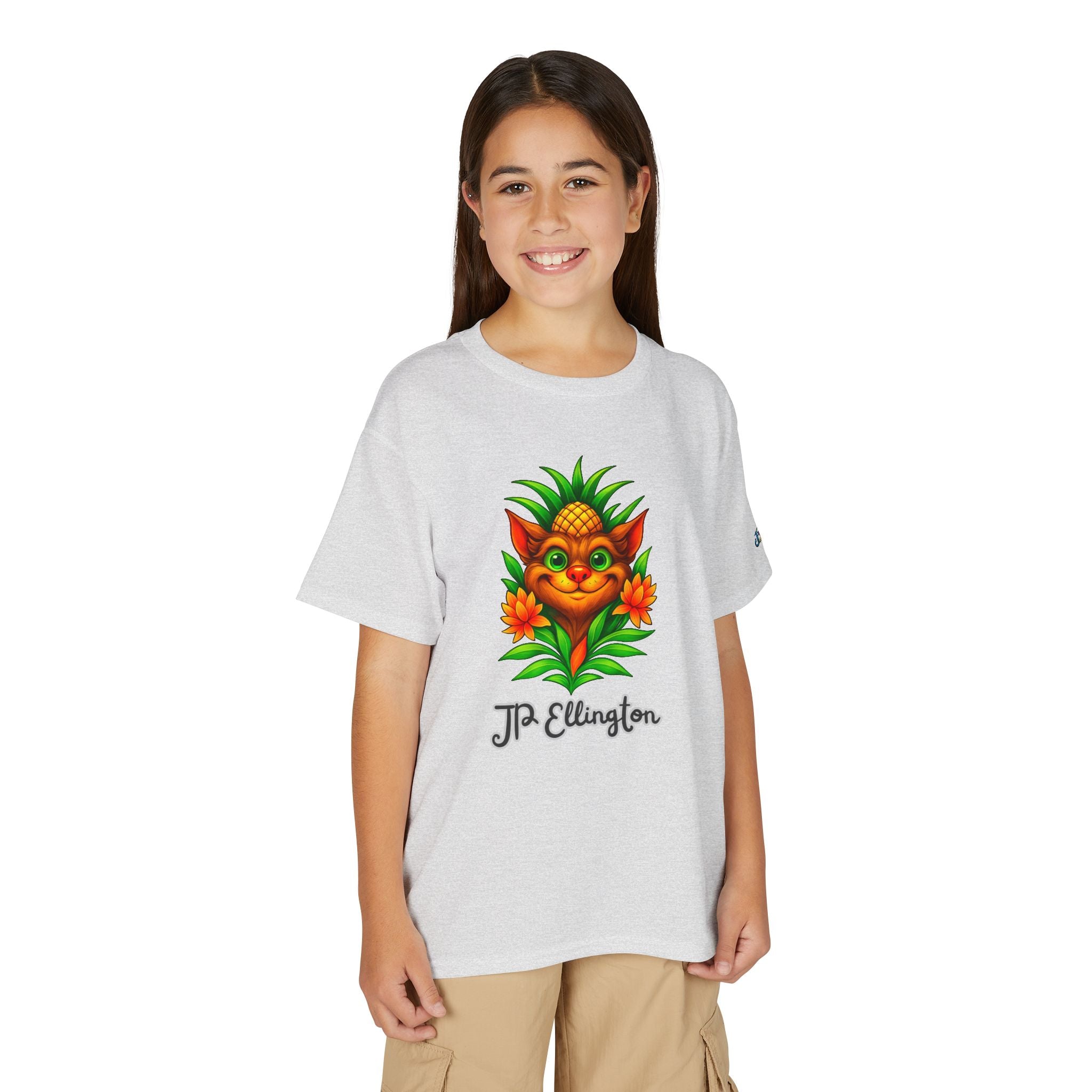 Pineapple Creature Illustration T-Shirt | Colorful Tropical Kids Tee, JPE Kids Edition