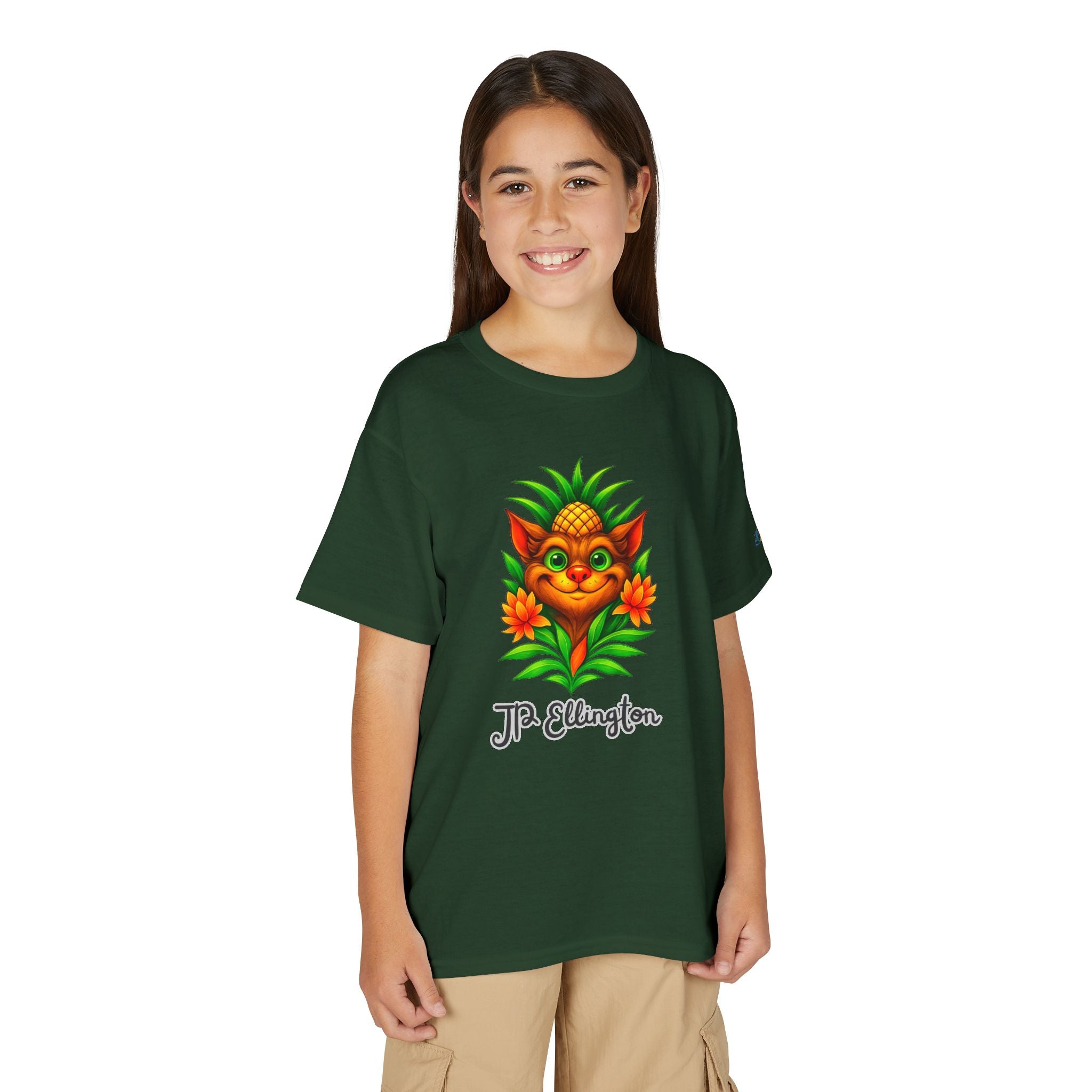 Pineapple Creature Illustration T-Shirt | Colorful Tropical Kids Tee, JPE Kids Edition