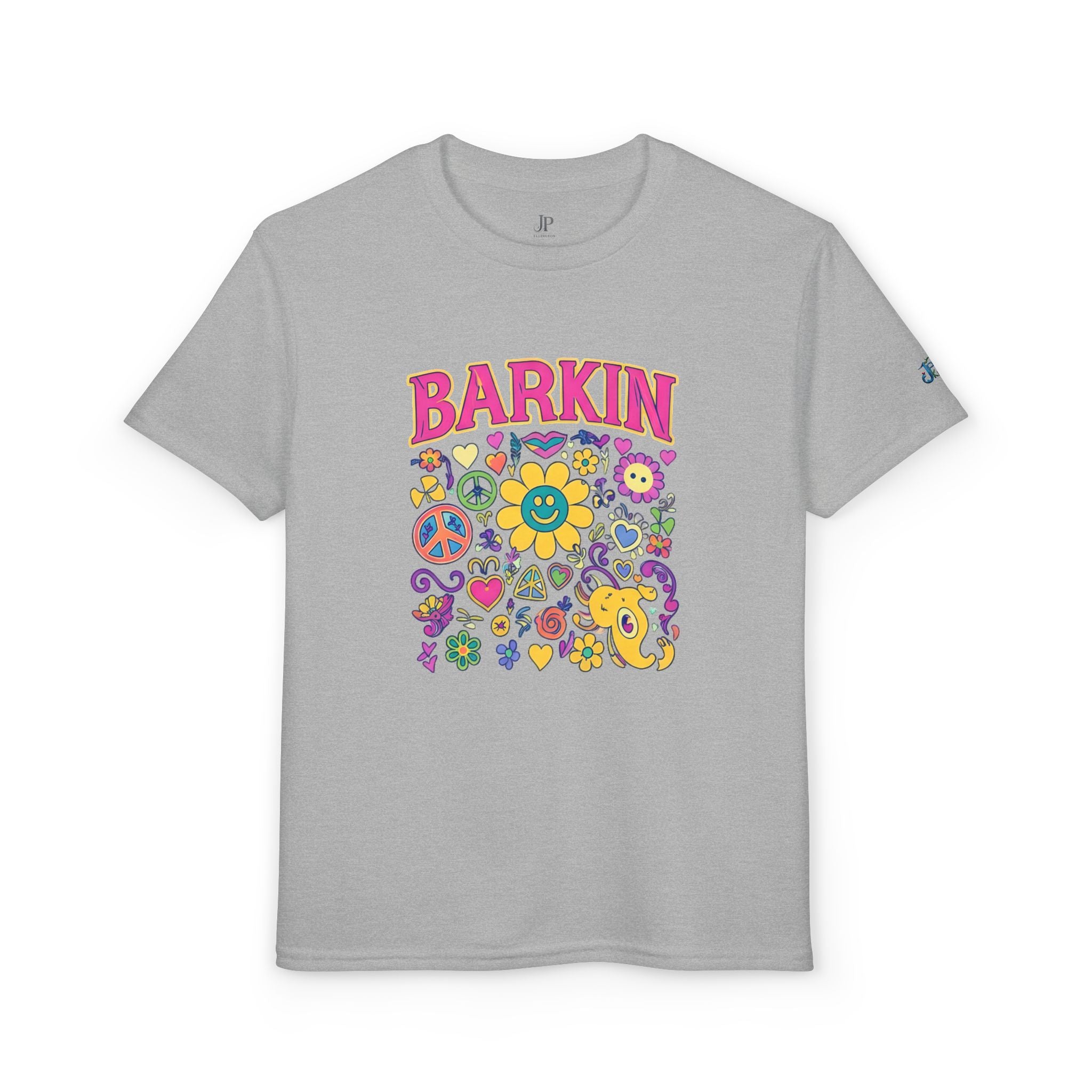 Barkin Flower Smiley Collage T-Shirt | Grafisches T-Shirt für Kinder, JPE Kids Edition