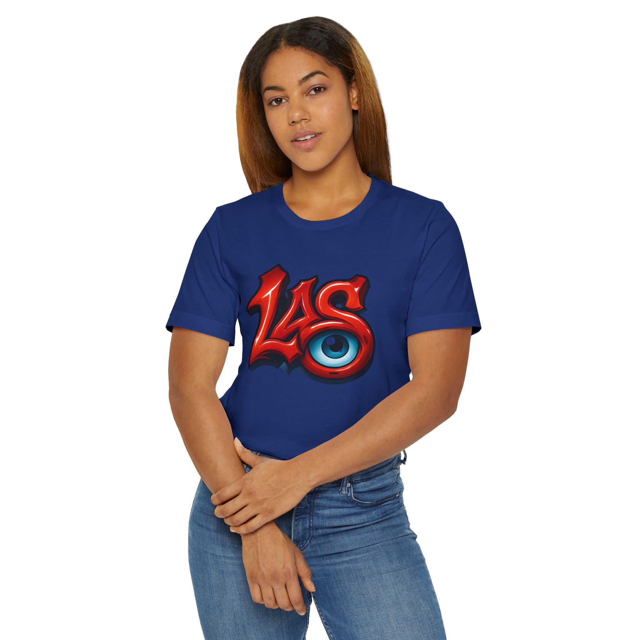 LAS Eyeball Graffiti T-Shirt | Street Art Logo, Red & Blue Graphic, JPE Ellington Edition