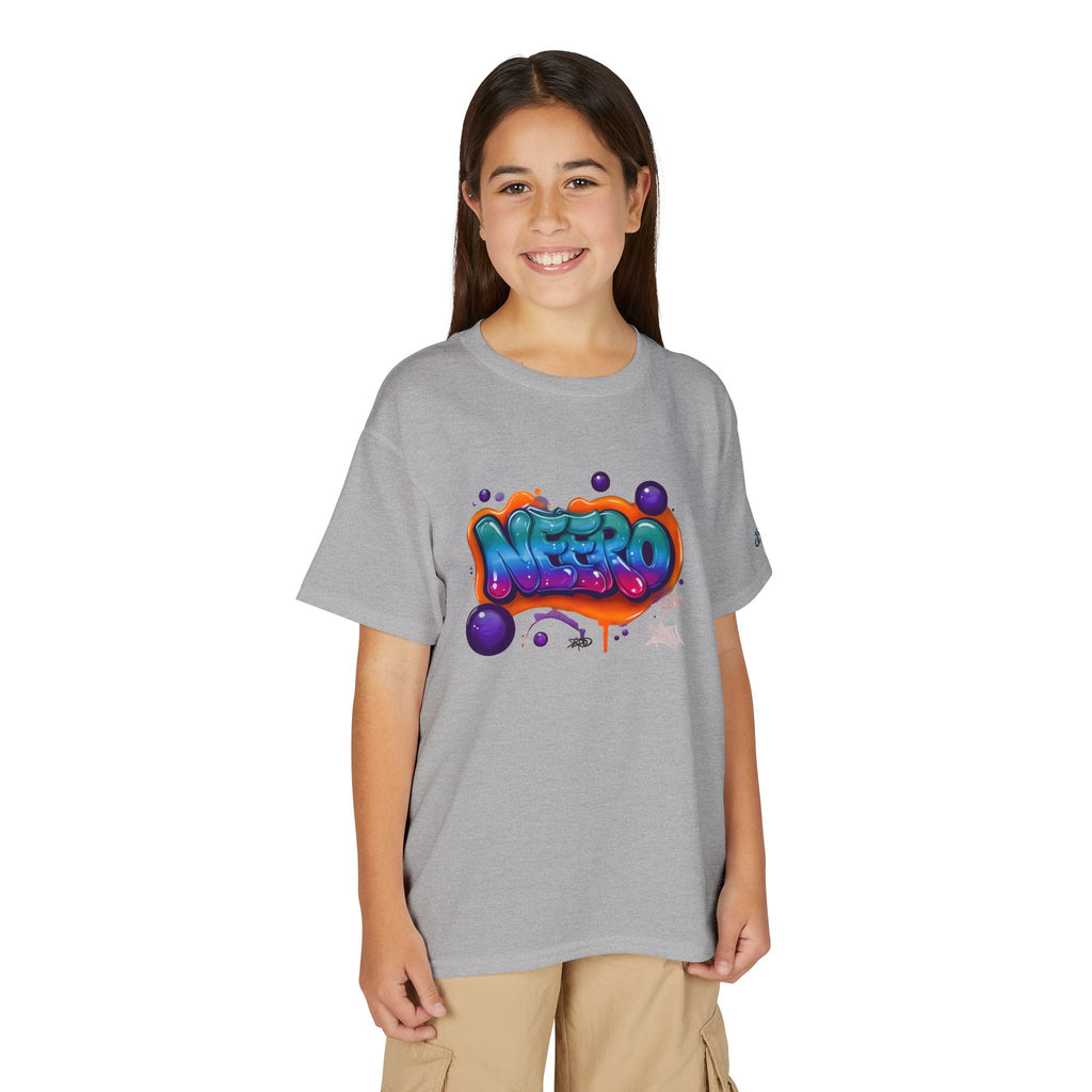 Colorful Graffiti Name Print Youth T-Shirt | Bubble Letter Art, JPE Kids Edition