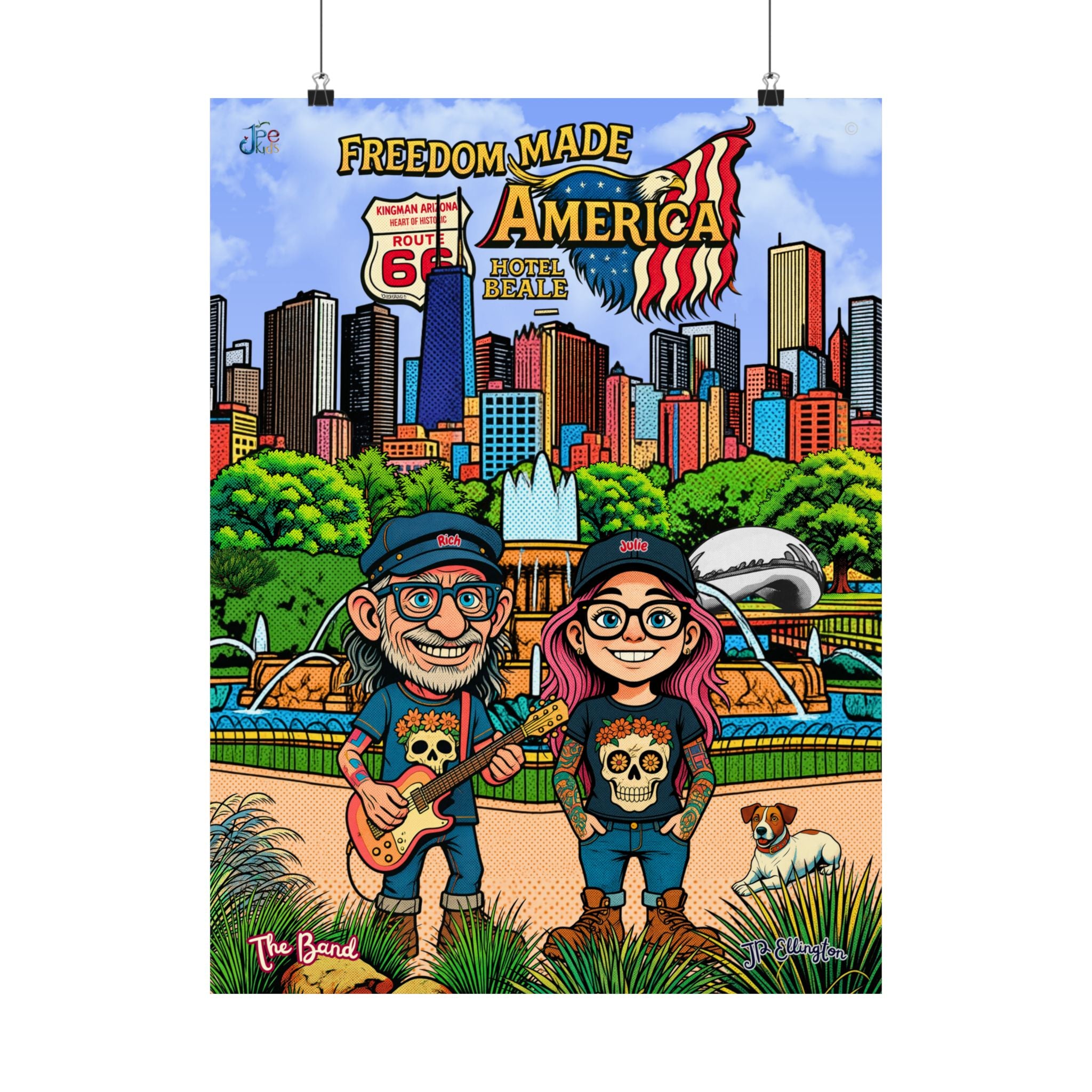 Freedom Made America Cartoon-Pärchen-Poster | Mattes vertikales Poster, Chicago-Poster