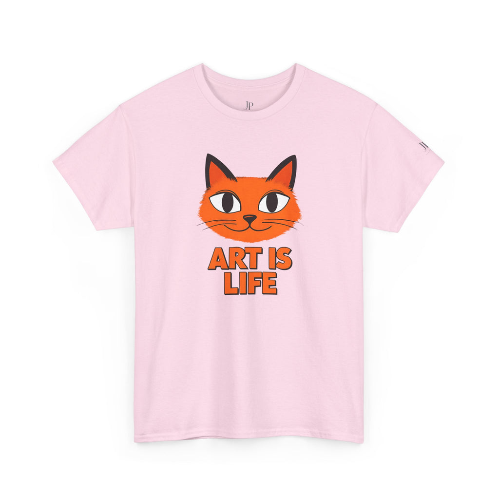Orange Cat Illustration Art Is Life Tee | Cute Cat Face, Graphic Shirt