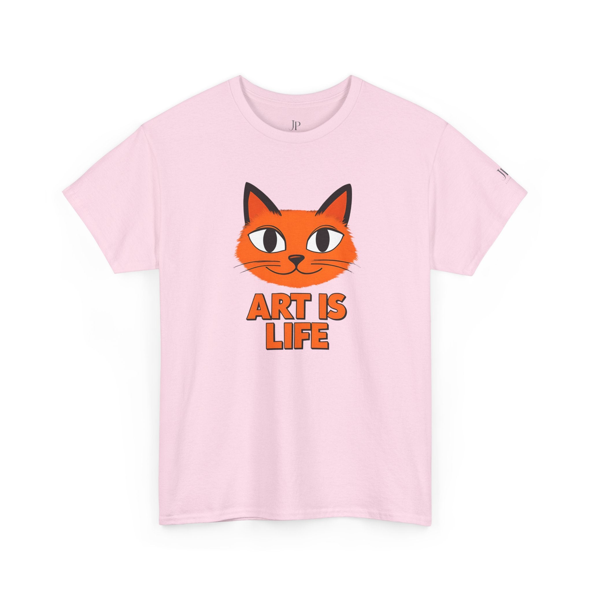 Orange Cat Illustration Art Is Life Tee | Cute Cat Face, Graphic Shirt