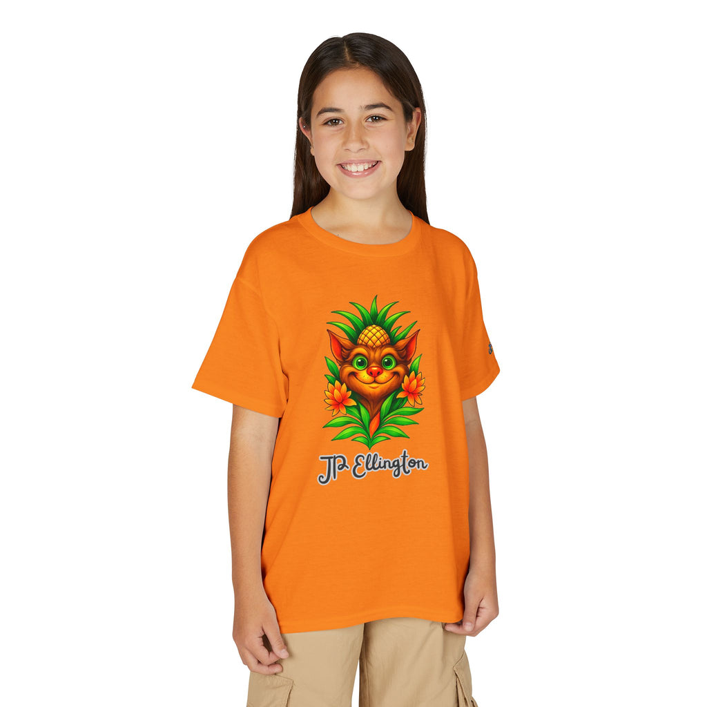 Pineapple Creature Illustration T-Shirt | Colorful Tropical Kids Tee, JPE Kids Edition