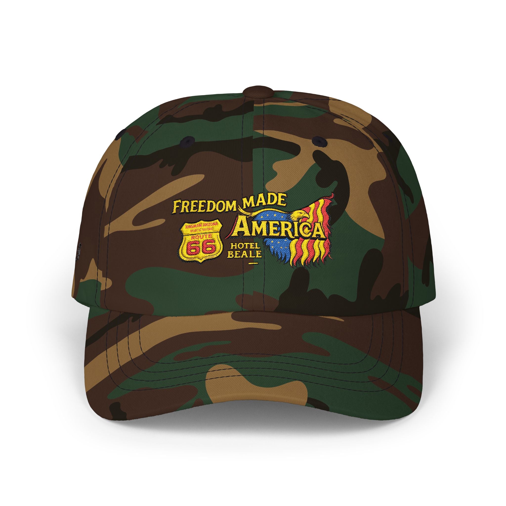 Freedom Made America Route 66 Karte Dad Cap | Patriotische USA-Flagge bestickt