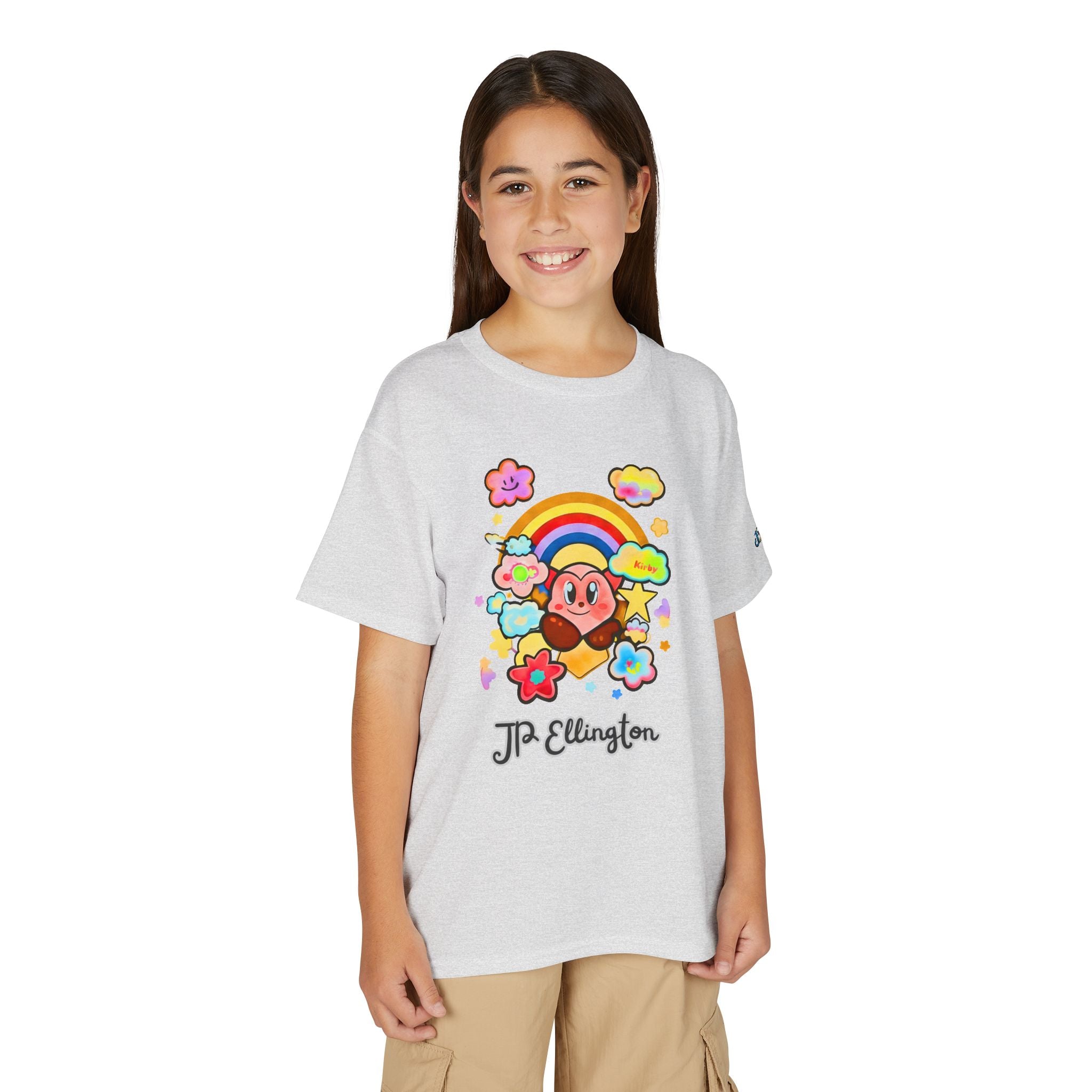 Cute Heart Character Rainbow Clouds T-Shirt | Kids JP Ellington