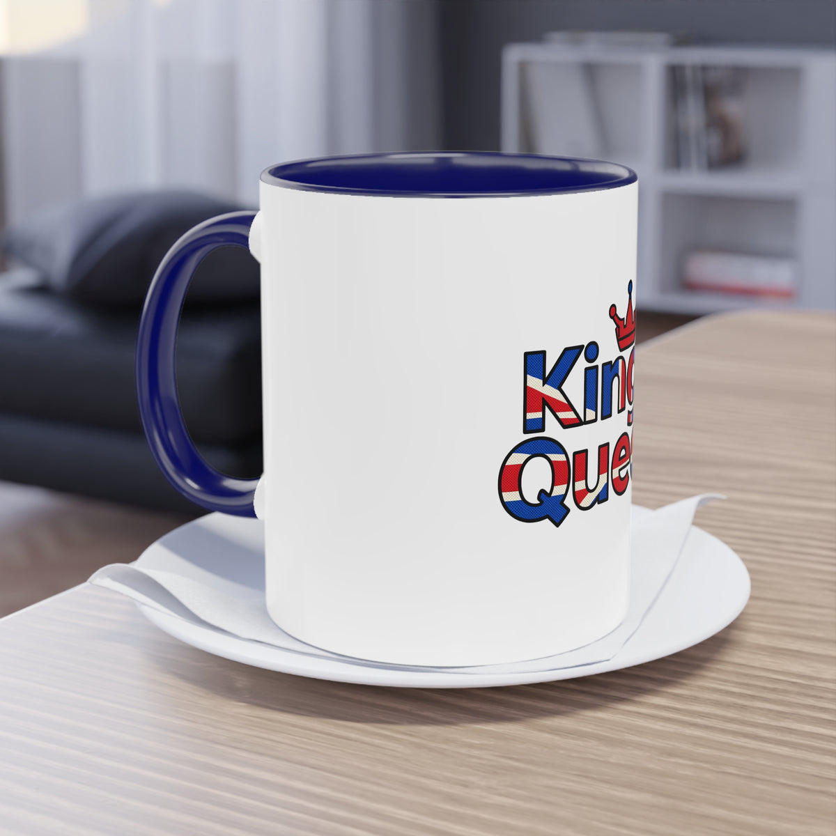 Kings & Queens Union Jack Coffee Mug — Patriotic Two-Tone 11oz