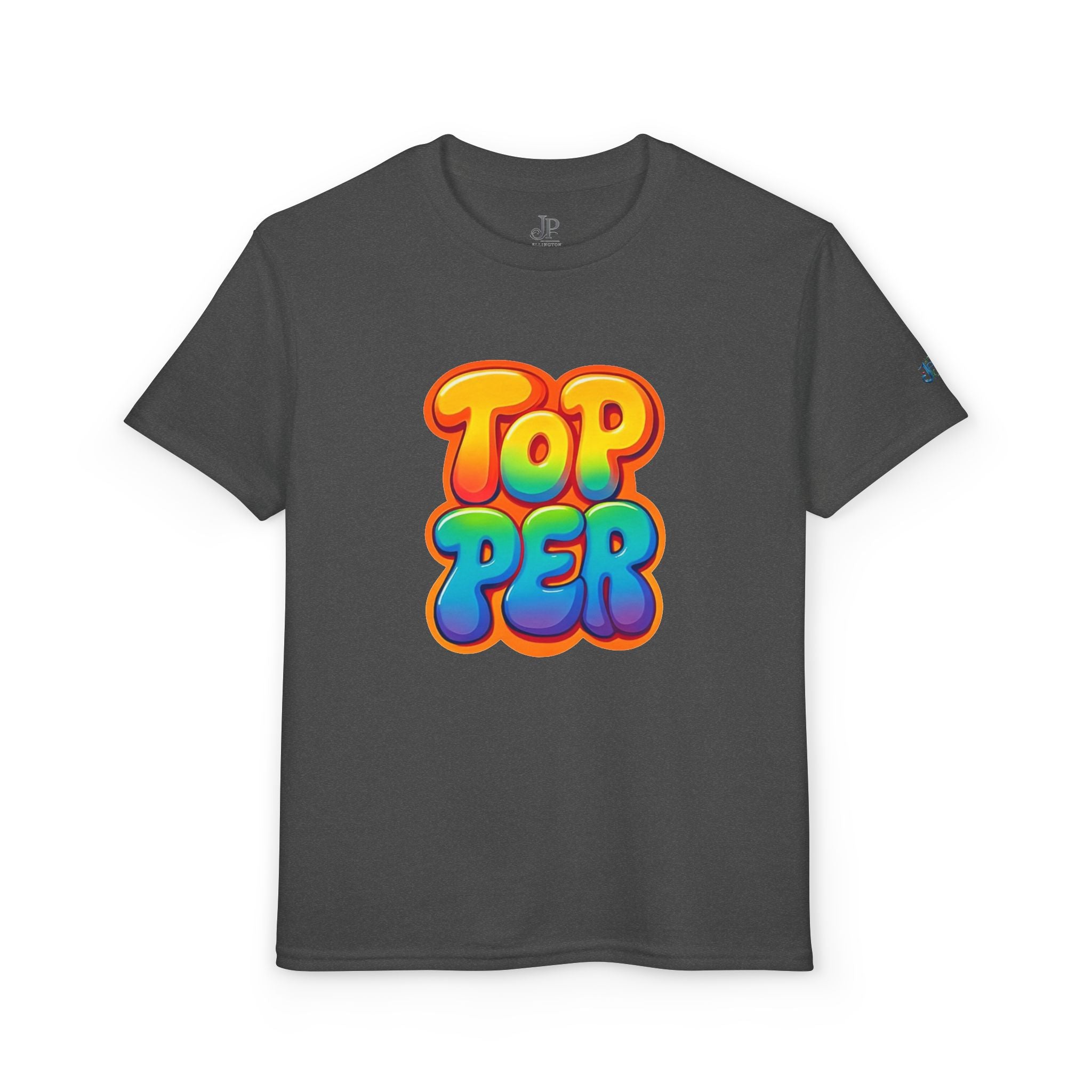 Topper Bubble Letters T-Shirt | Buntes Grafik-T-Shirt für Kinder, JPE Kids Edition