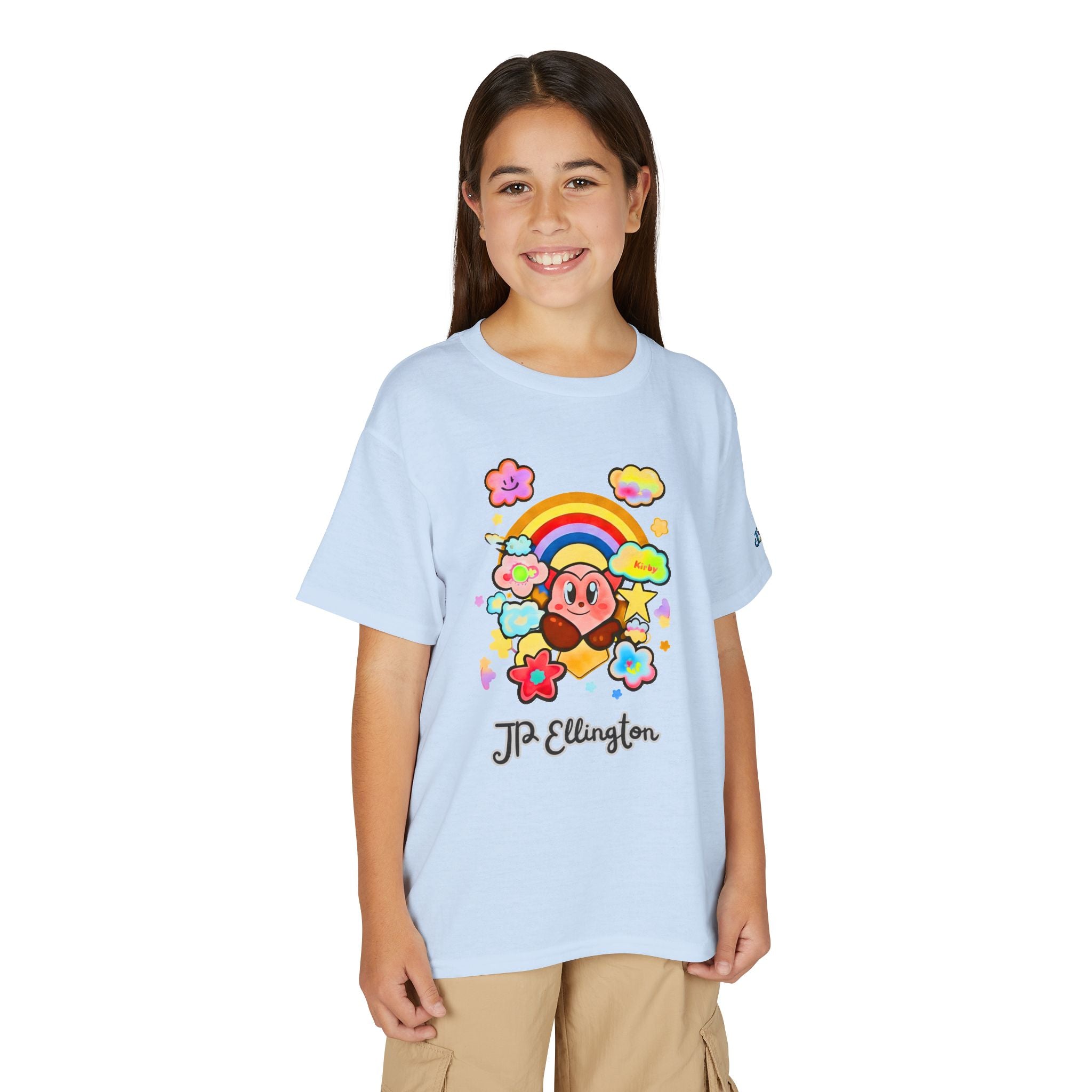 Cute Heart Character Rainbow Clouds T-Shirt | Kids JP Ellington