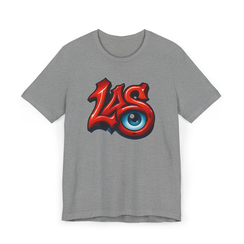LAS Eyeball Graffiti T-Shirt | Street Art Logo, Red & Blue Graphic, JPE Ellington Edition