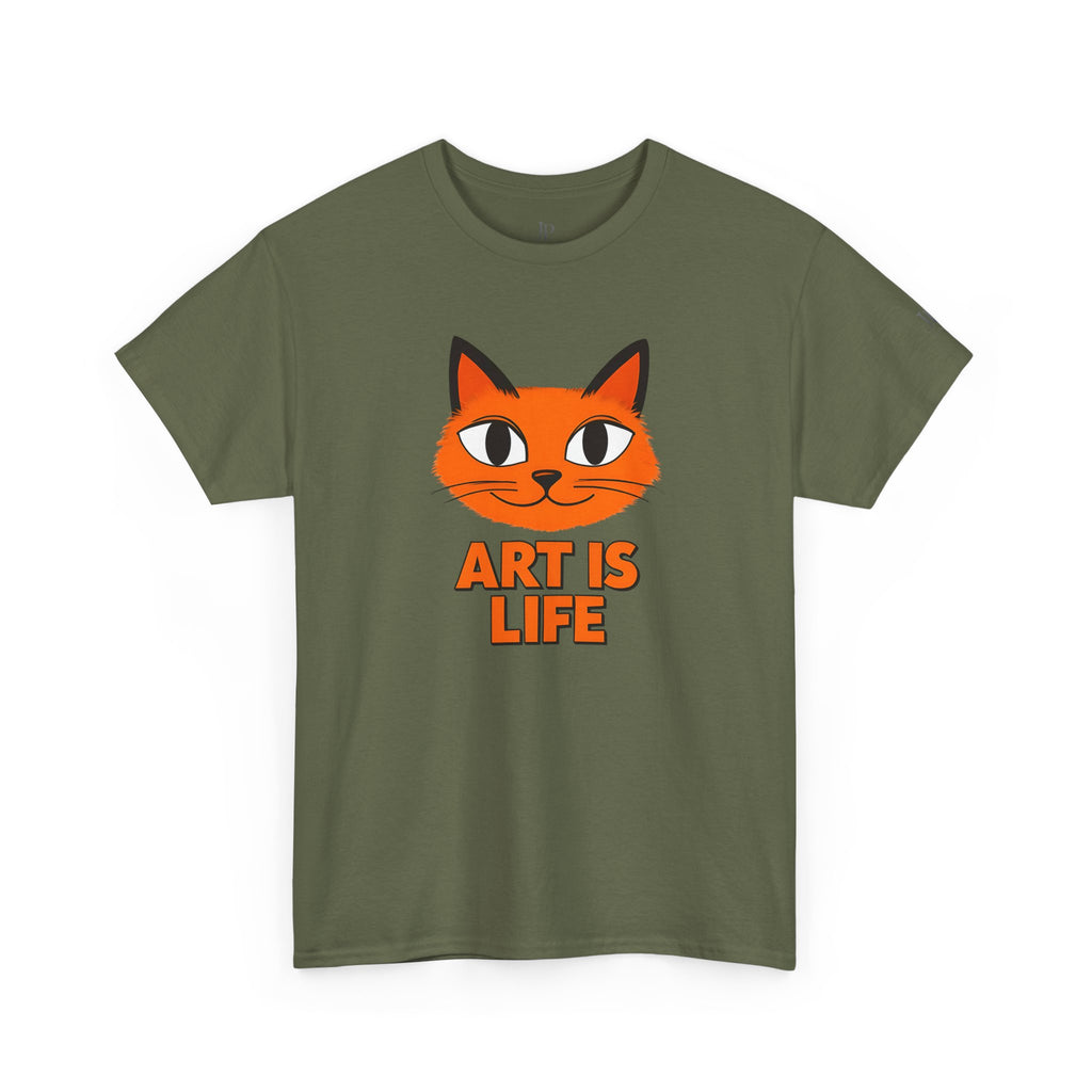 Orange Cat Illustration Art Is Life Tee | Cute Cat Face, Graphic Shirt