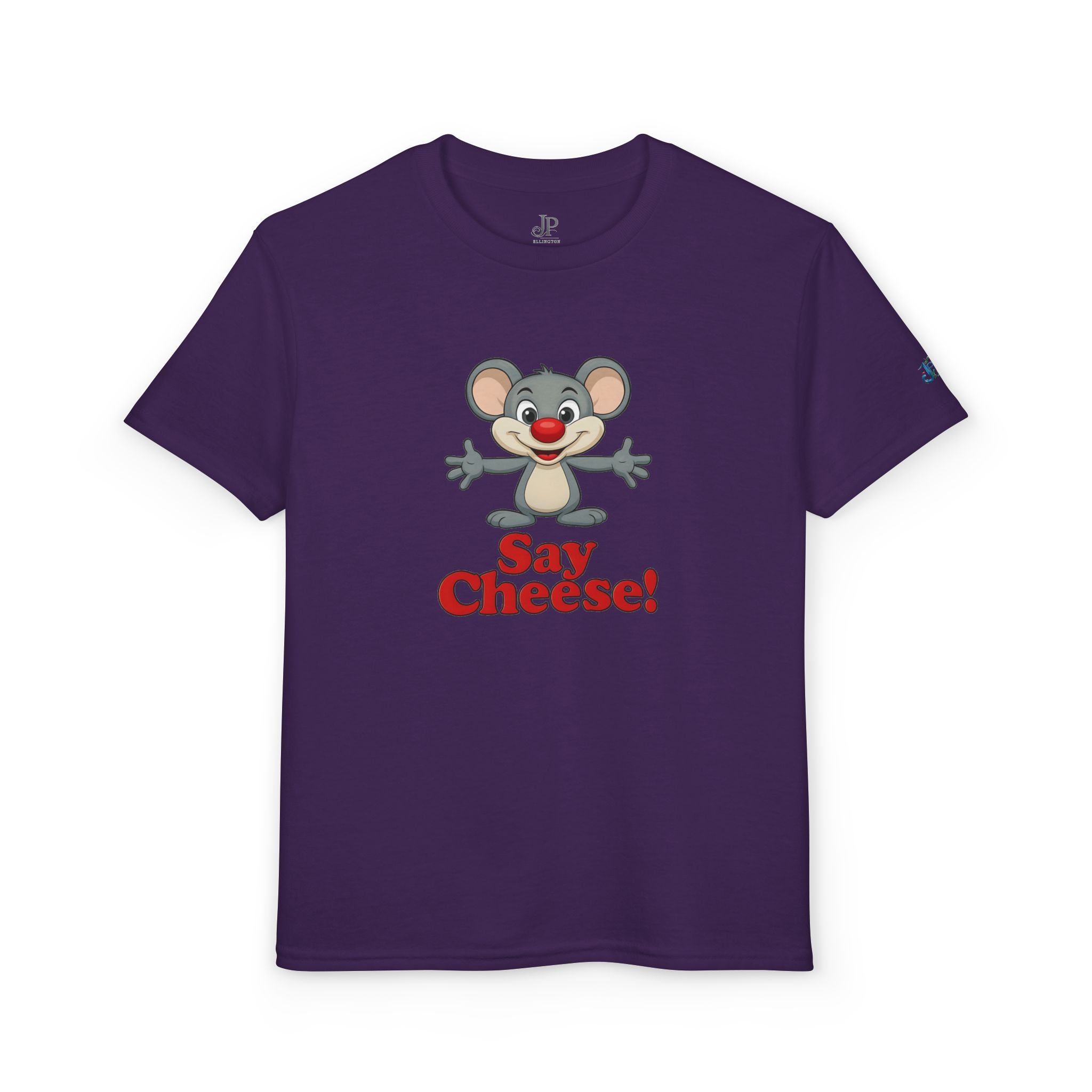 Süßes Cartoon-Maus „Say Cheese“ T-Shirt | Kinder Foto T-Shirt JPE Kids Edition