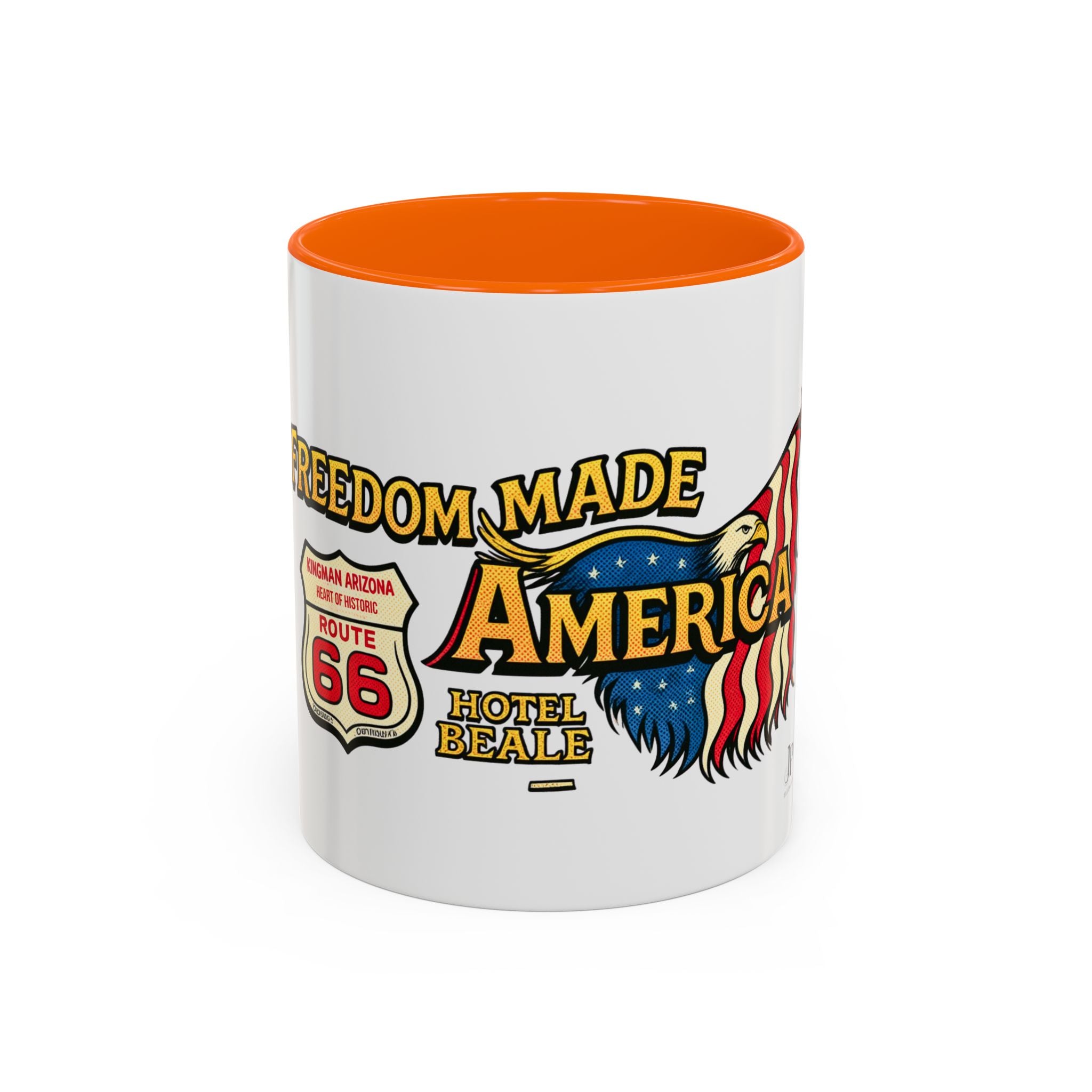Tasse mit Amerika-Adler „Freedom Made America“ | Route 66 Americana Kaffeetasse
