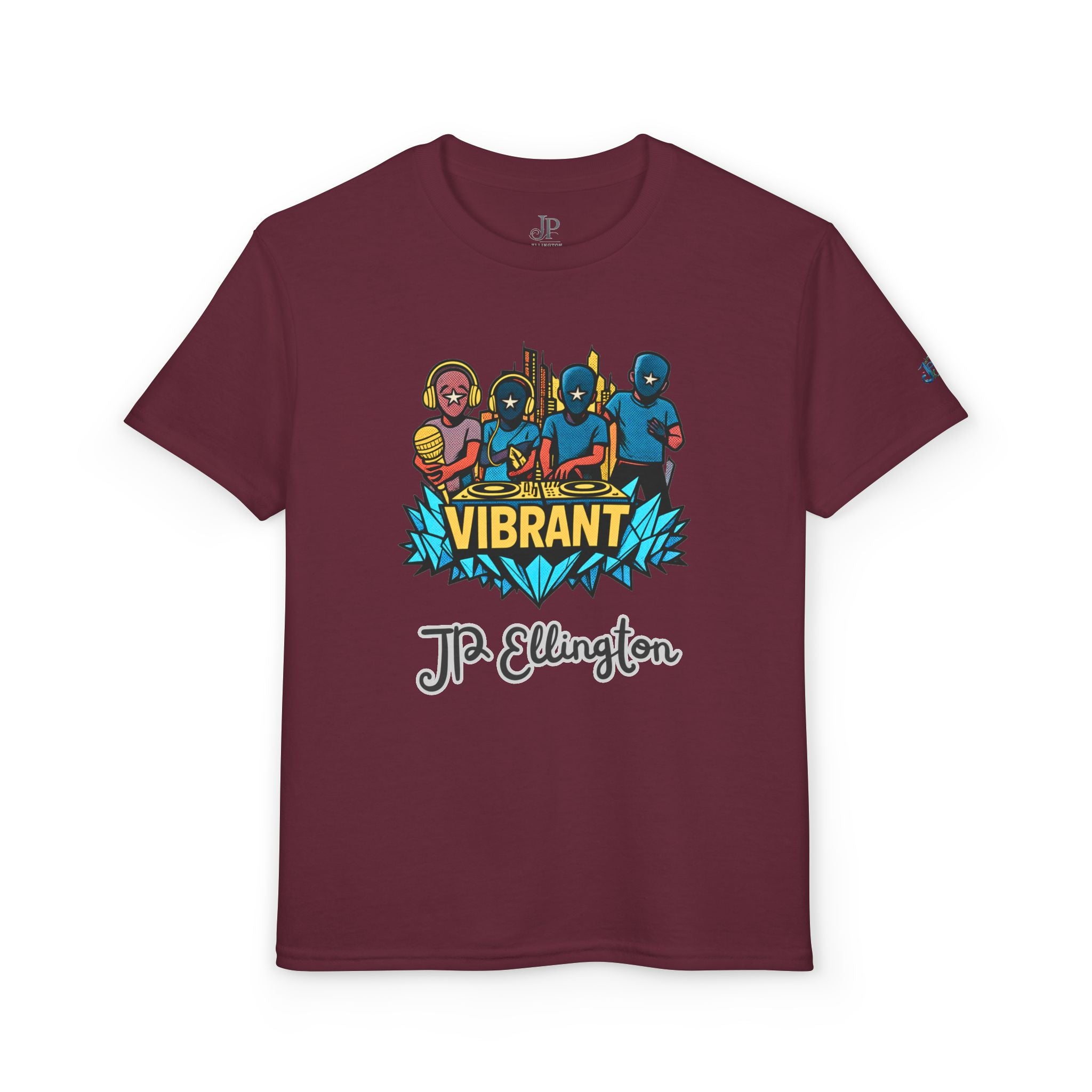 Vibrantes Superhelden-Crew Jugend-T-Shirt | Bunte Charaktere, JP Ellington Kinder Edition