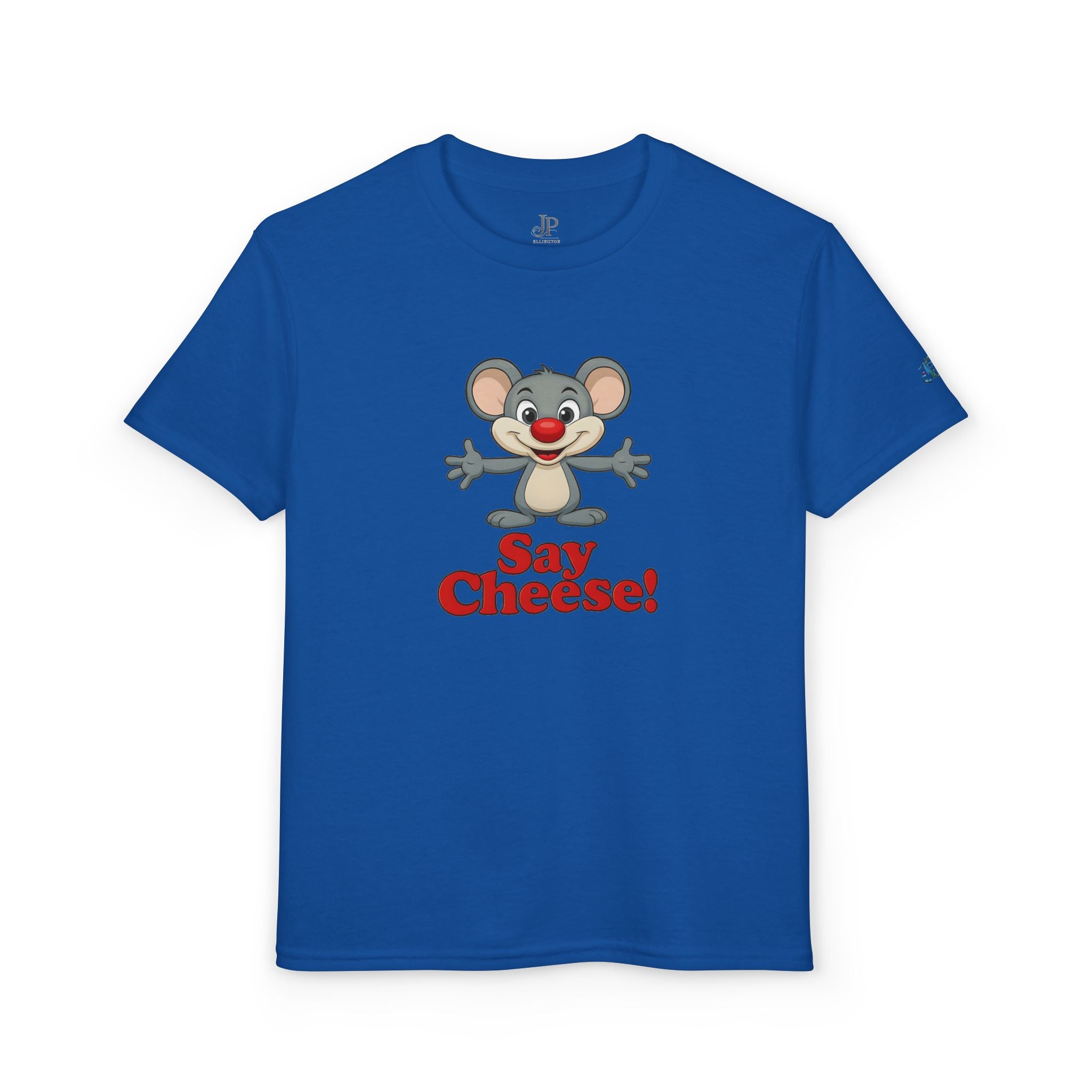 Süßes Cartoon-Maus „Say Cheese“ T-Shirt | Kinder Foto T-Shirt JPE Kids Edition
