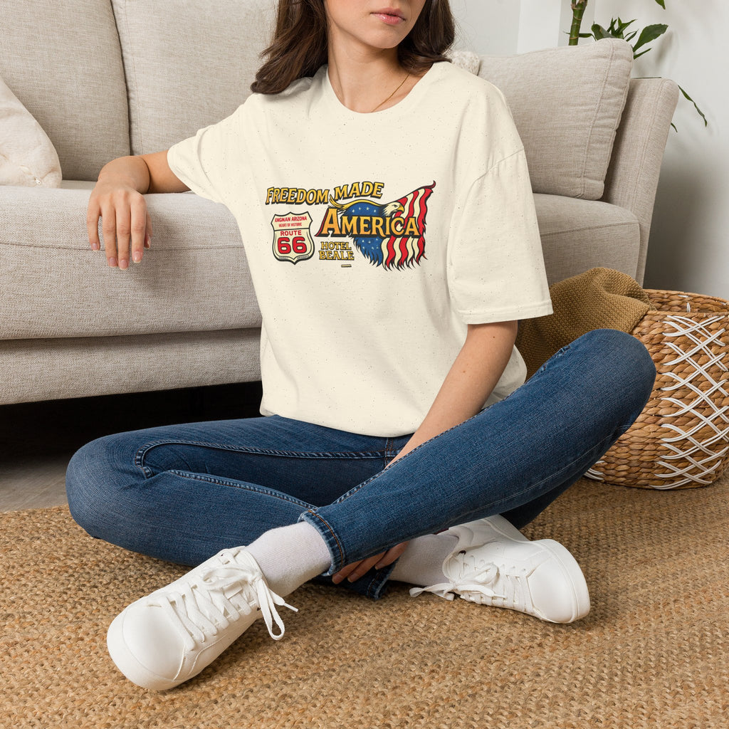 Freedom Made America T-Shirt | Route 66 Flag Graphic