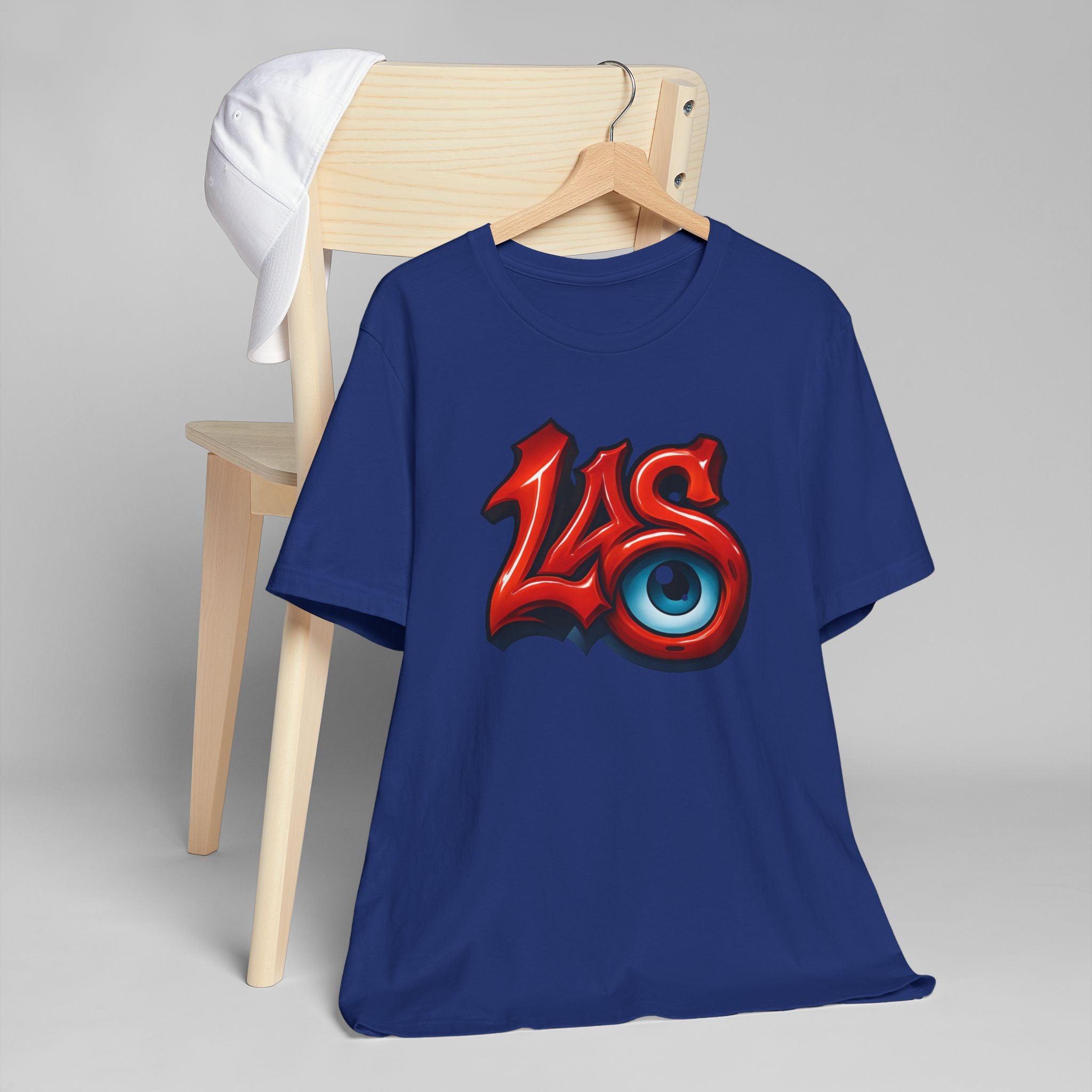 LAS Eyeball Graffiti T-Shirt | Street Art Logo, Red & Blue Graphic, JPE Ellington Edition